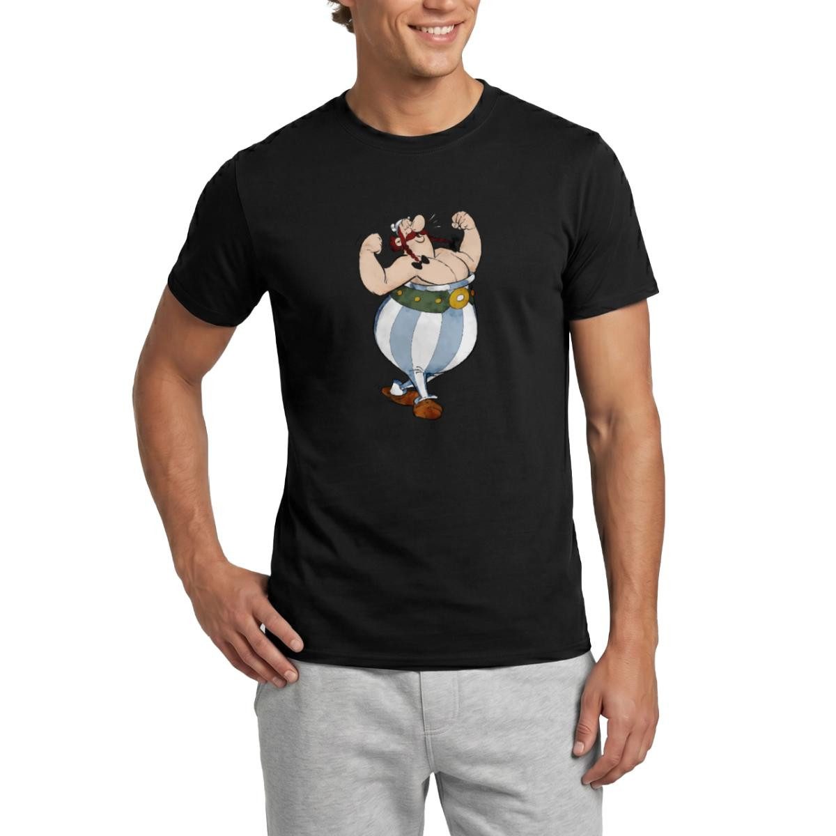 Spreadshirt T-Shirt Asterix & Obelix Glücklich Muskeln Männer T-Shirt (1-tlg)