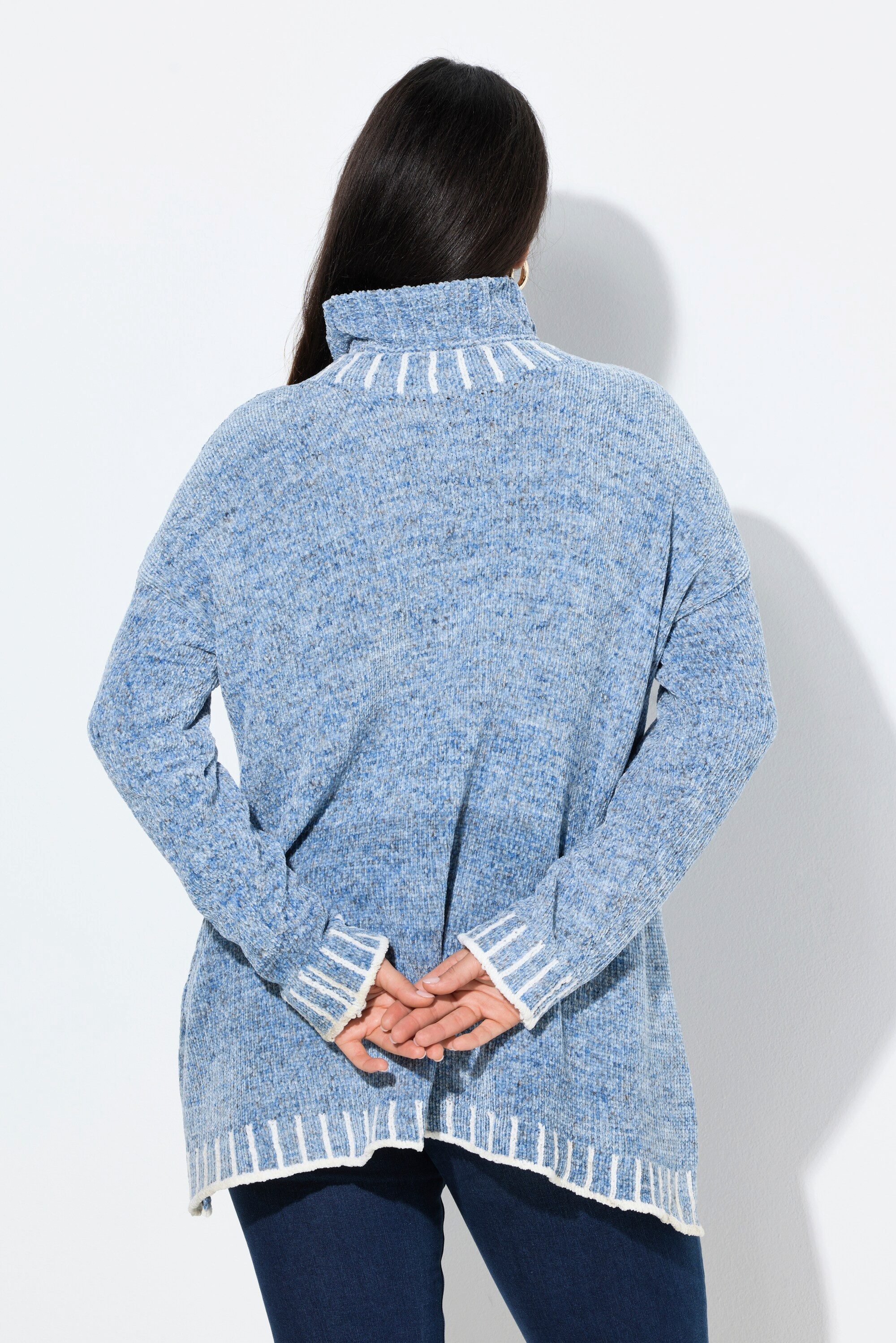 Ulla Popken Rollkragenpullover Pullover Chenille Oversized Stehkragen Langarm