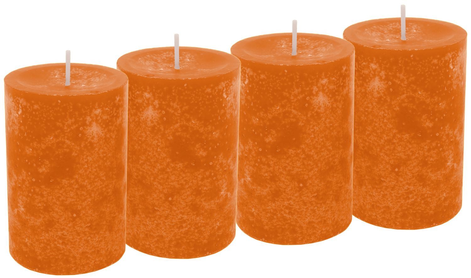 ZauberDeko Stumpenkerze 4 Kerzen Stumpenkerzen Safran Orange Herbst Advent Ø 6cm Höhe 9cm