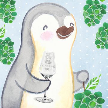 Mr. & Mrs. Panda Weißweinglas Eulen Liebe - Transparent - Geschenk, Weißweinglas, Pärchen, Hochwert, Premium Glas, Liebevoll gestaltet