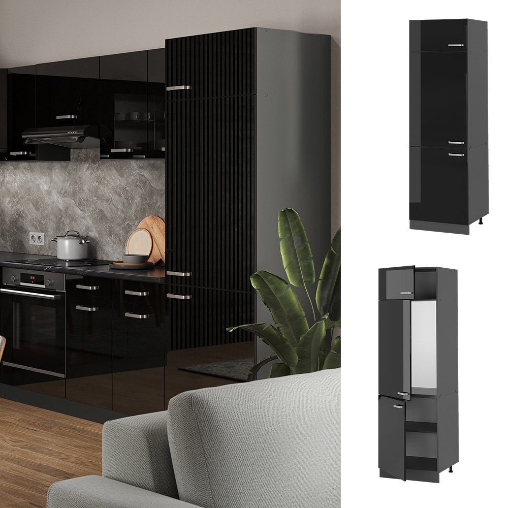 Vicco Kühlumbauschrank R-Line, Schwarz Hochglanz/Anthrazit, 60 günstig online kaufen