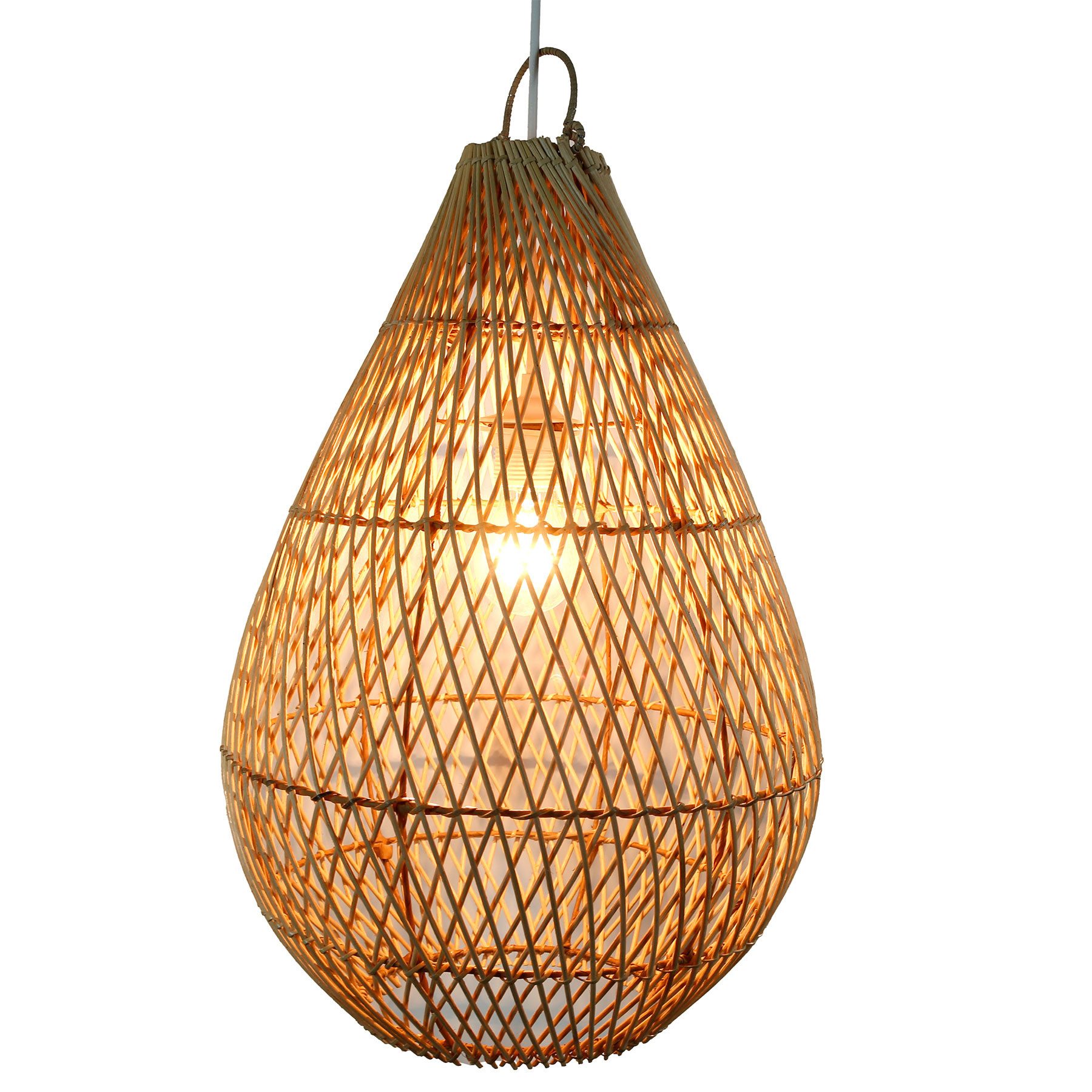 Casa Moro Deckenleuchten Hängelampe Rattan Natur – Deckenlampe Ø 35 x H 55 günstig online kaufen