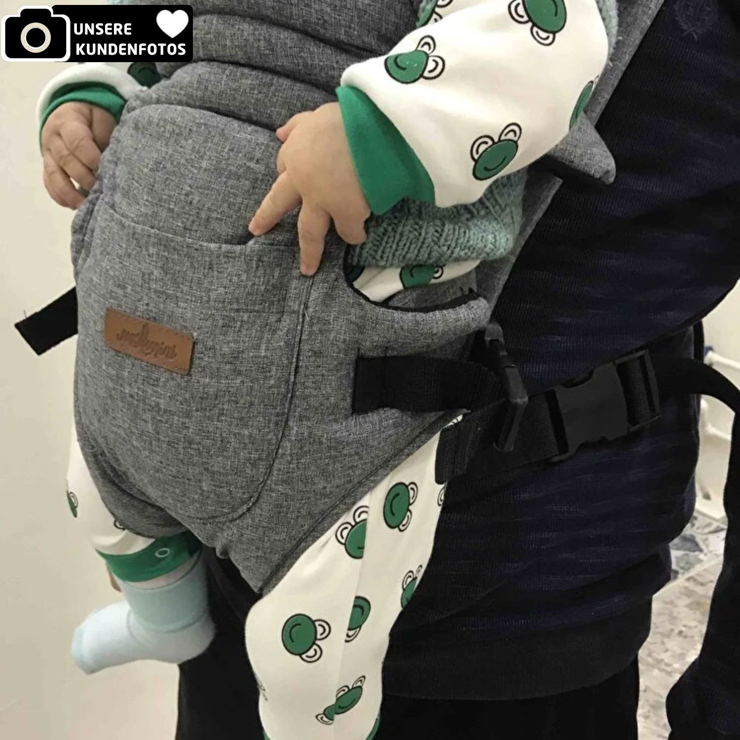 Jungengel Babytrage Baby-Kanguru Baby Carrier Kindertrage Babytragenrucksack Bauchtrage, 3 Tragepositionen, bis 12kg, Verstellbar, Atmungsaktiv, Ergo-Form