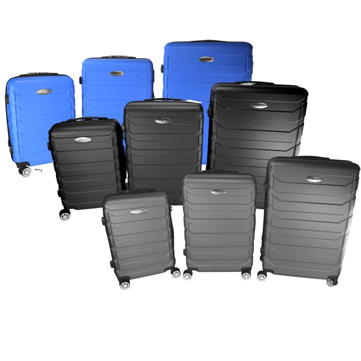 EXPO-Börse GmbH Hartschalen-Trolley Hartschalenkoffer 3er Set Kunststoff Trolley Reisekoffer mit Schloss, 360° drehbar