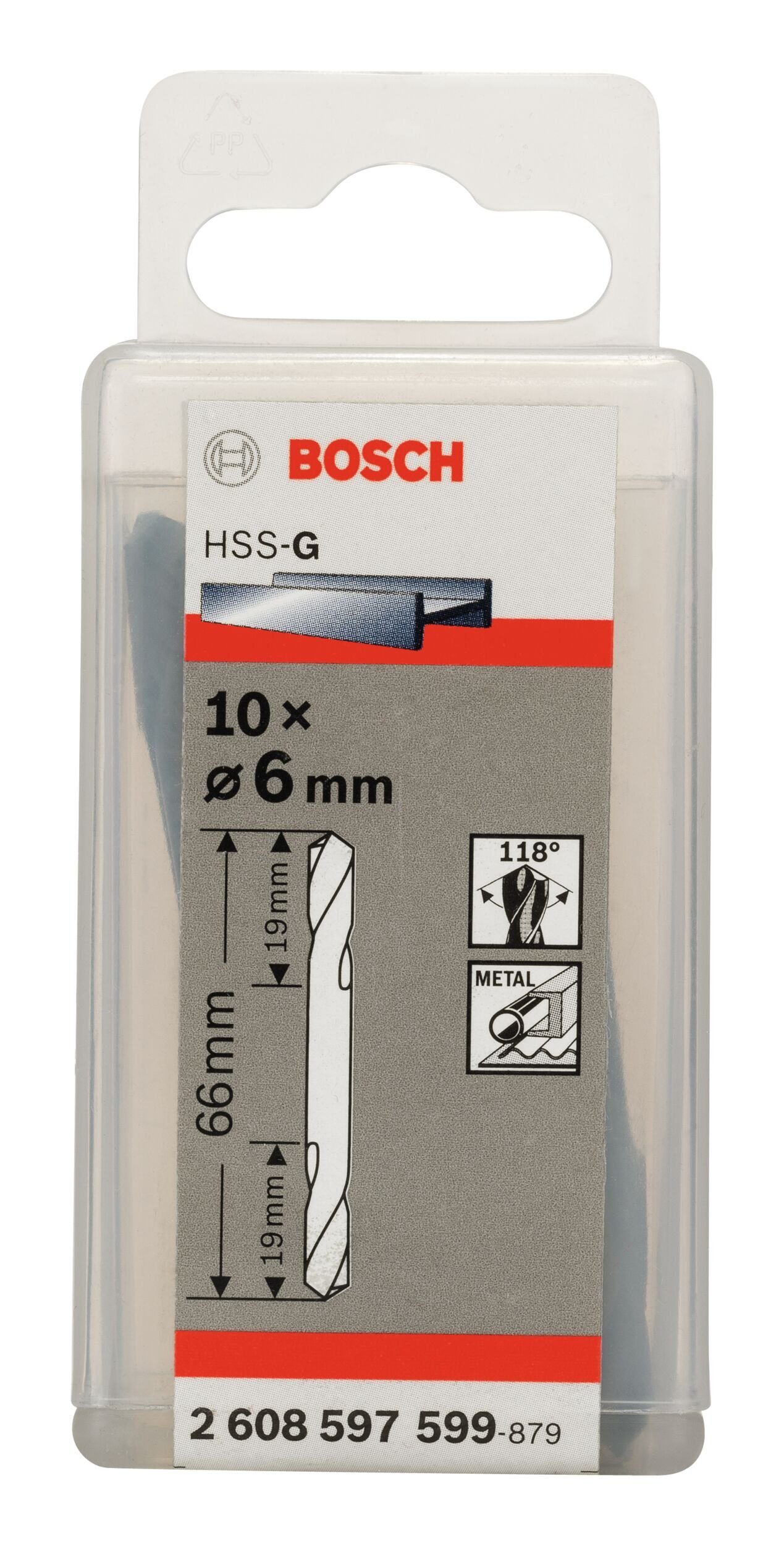 BOSCH Metallbohrer, (10 mm 10er-Pack - - Stück), x x 19 Doppelendbohrer 66 HSS-G 6