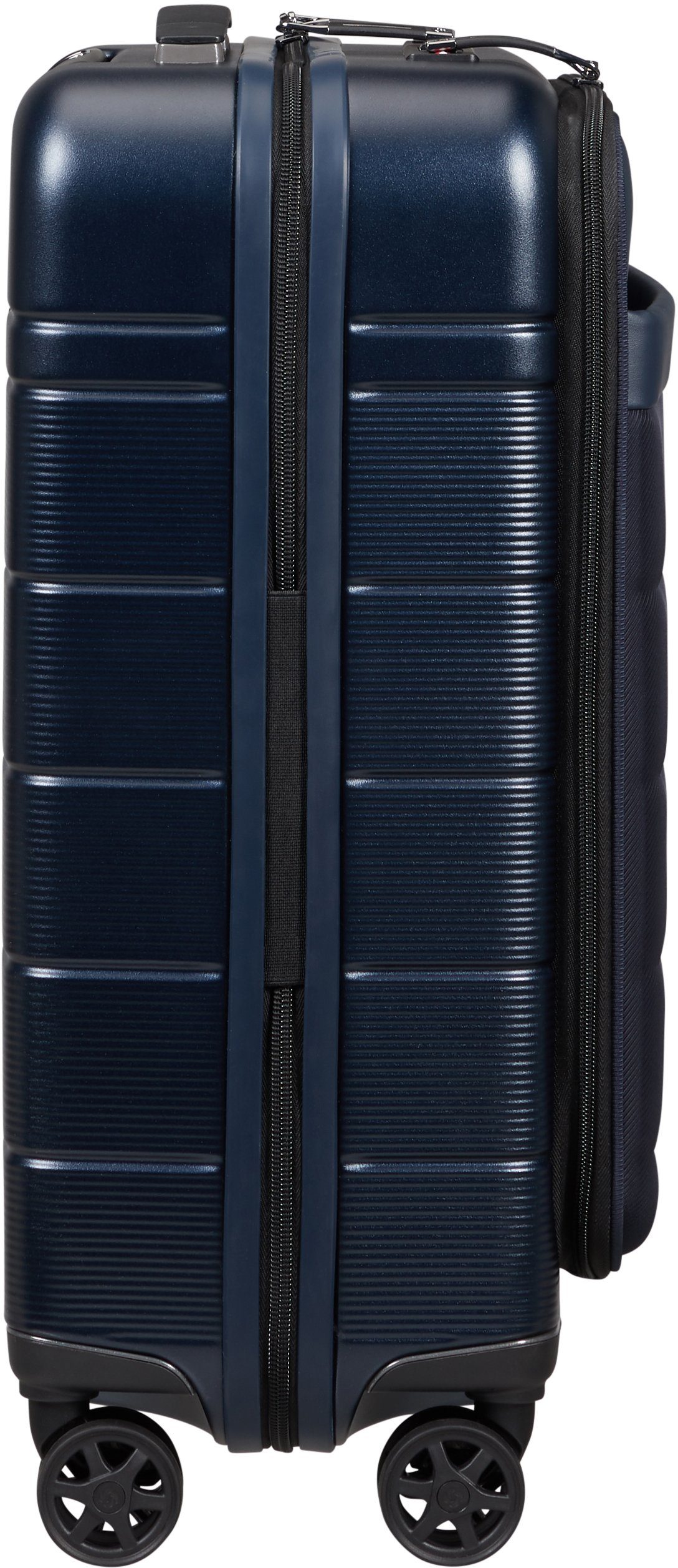 USB-Schleuse Neopod, Samsonite 55 cm, Blue 4 Midnight mit Rollen, Hartschalen-Trolley und Volumenerweiterung