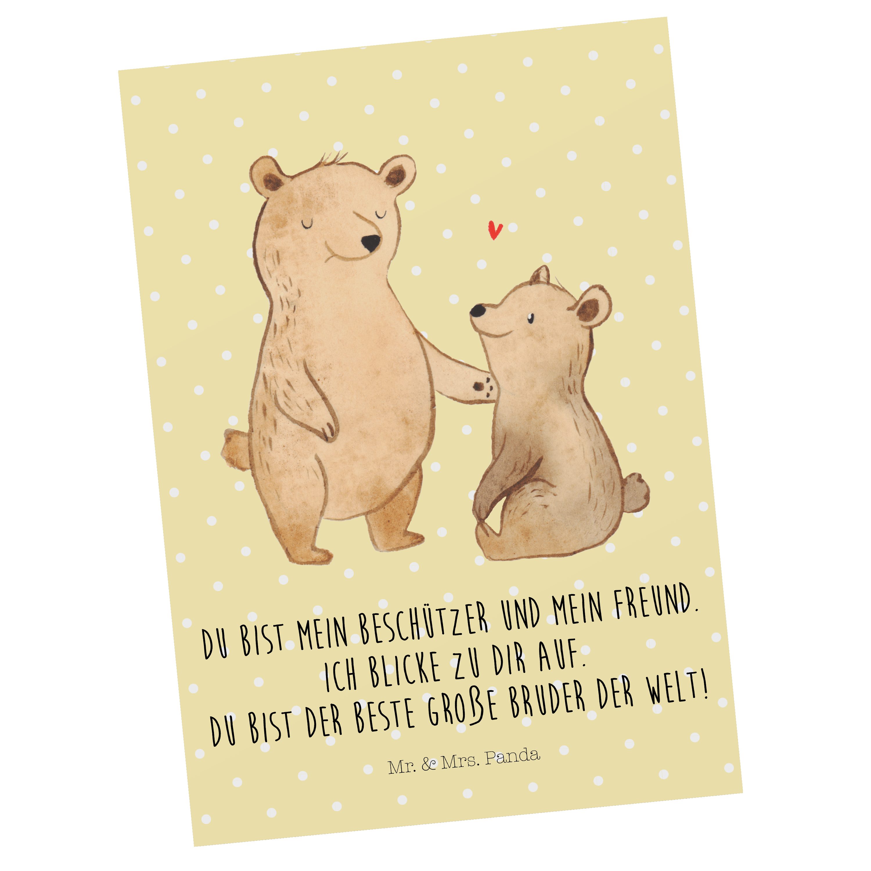 Mr. & Mrs. Brudi, Bär Ansichtskarte, Gelb Geschenk, - Va Panda Bruder - Pastell Postkarte Großer