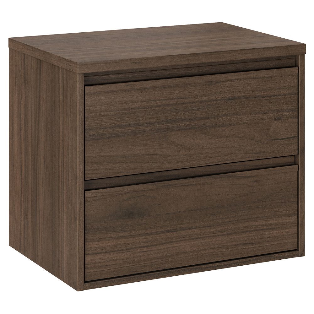Lomadox Waschbeckenschrank VERZUOLO-56-WALNUT 60 cm breit in Walnuss, wandhängend, grifflos