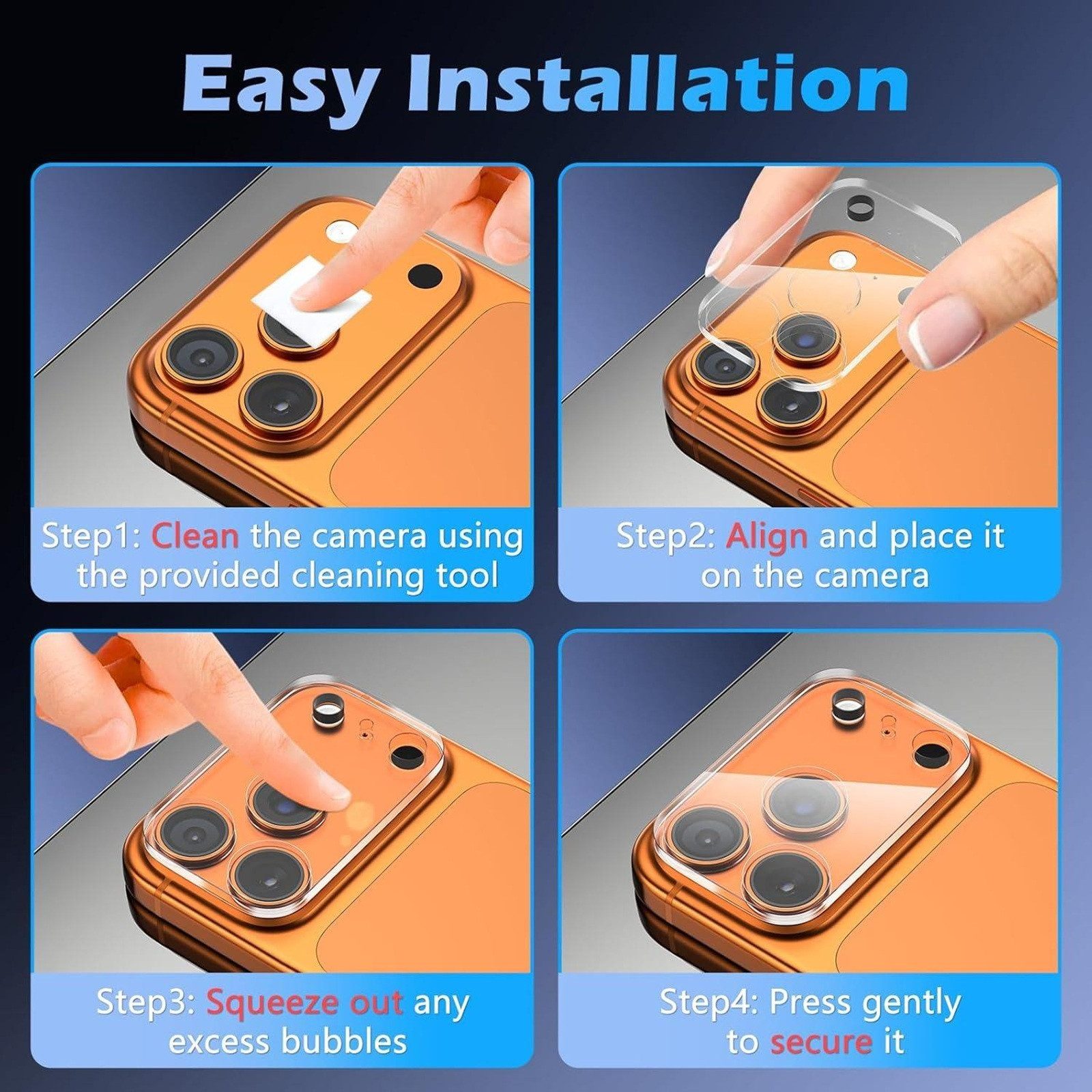 Protectorking Kameraschutzglas Kameraschutz HD klar Tempered 9H Panzerglas Linse Kamerafolie für iPhone 17 Pro Max, 1 Stück, Kameraschutz, Linsenschutz, Objekti – Bild 2 von 5