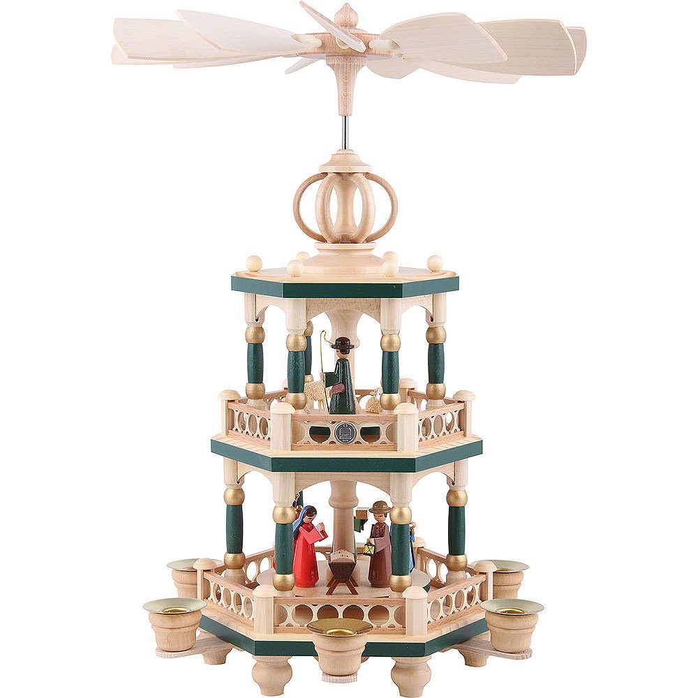 Müller Kleinkunst GmbH Seiffen Weihnachtspyramide 2-stöckige Pyramide Heilige Geschichte (40cm) von Müller Kleinkunst