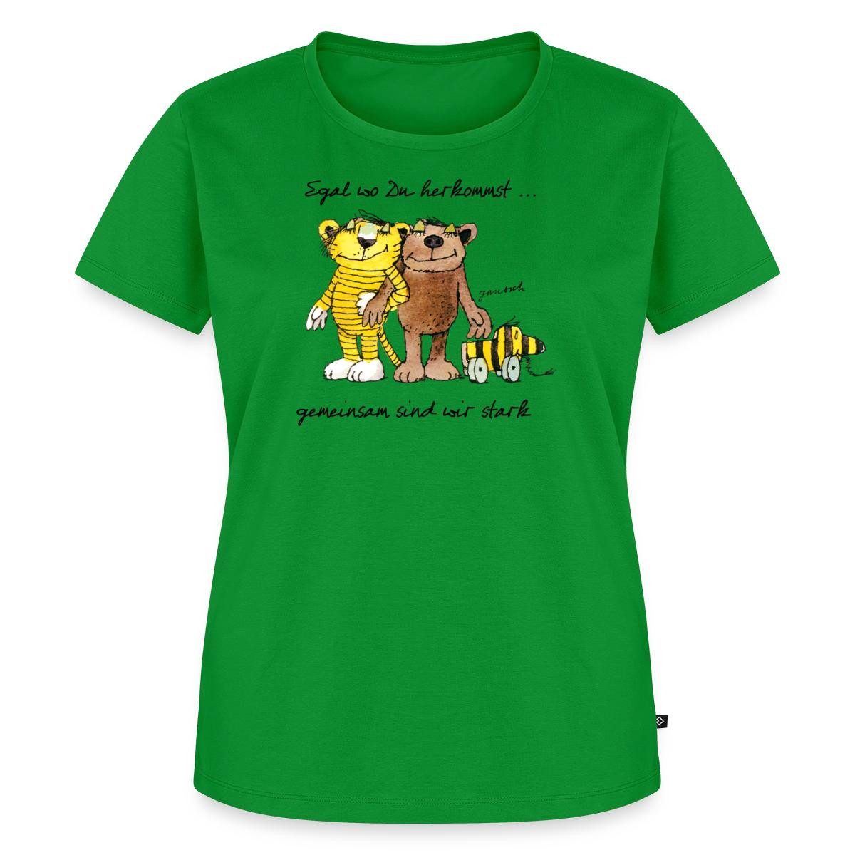 Spreadshirt T-Shirt Janosch Bär Tigerente Tiger Gemeinsam Stark Frauen Premium T-Shirt (1-tlg) Fällt klein aus. Wir empfehlen, eine Größe größer zu bestellen.