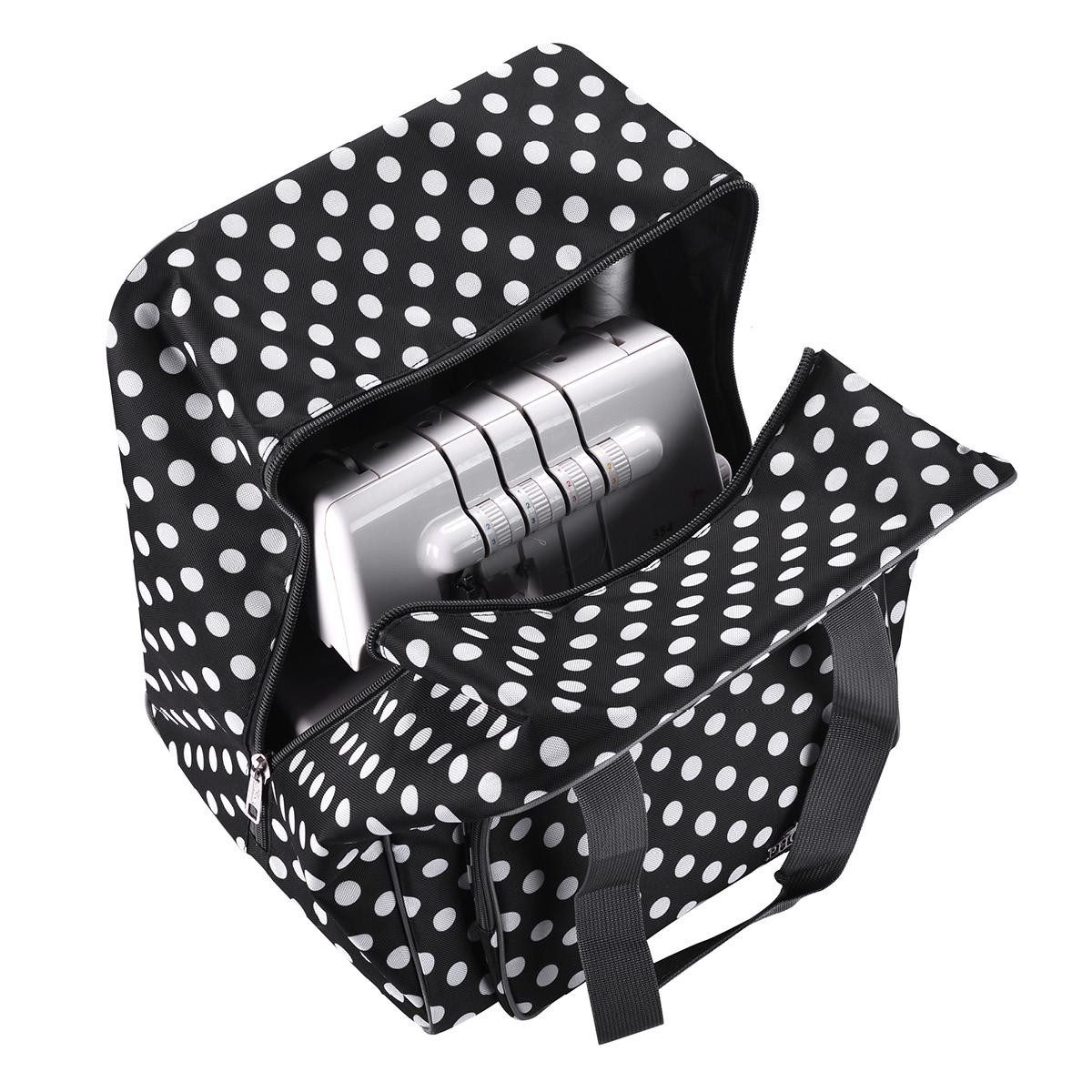 Phönix Nähmaschinentasche Phönix Overlocktasche Polka Dots schwarz