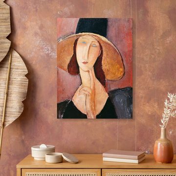 Posterlounge Forex-Bild Amedeo Modigliani, Jeanne Hebuterne mit einem großen Hut, Wohnzimmer Malerei