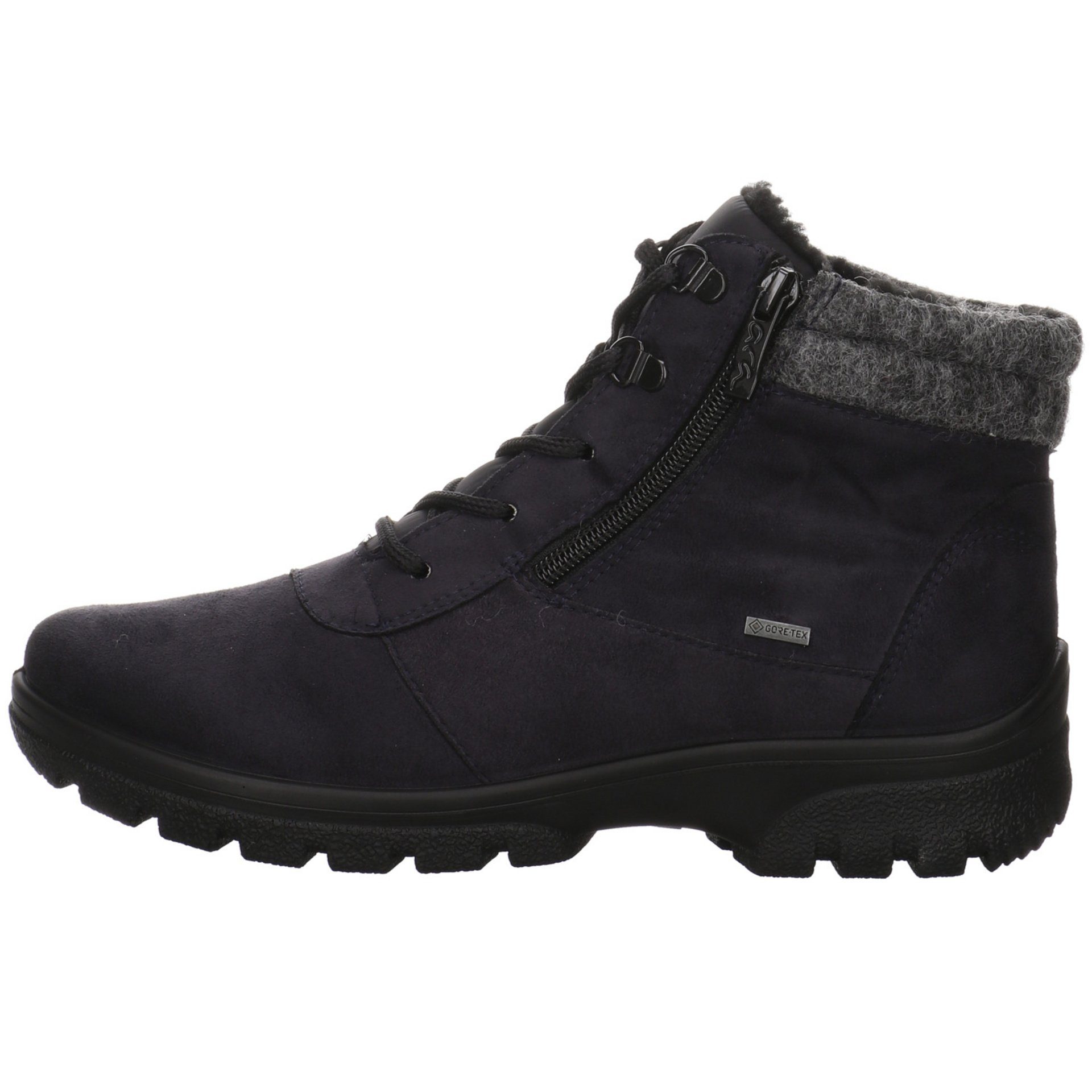Snowboots Boots Schuhe Saas-Fee Ara Snowboots Damen blau/grau/schwarz Leder-/Textilkombination