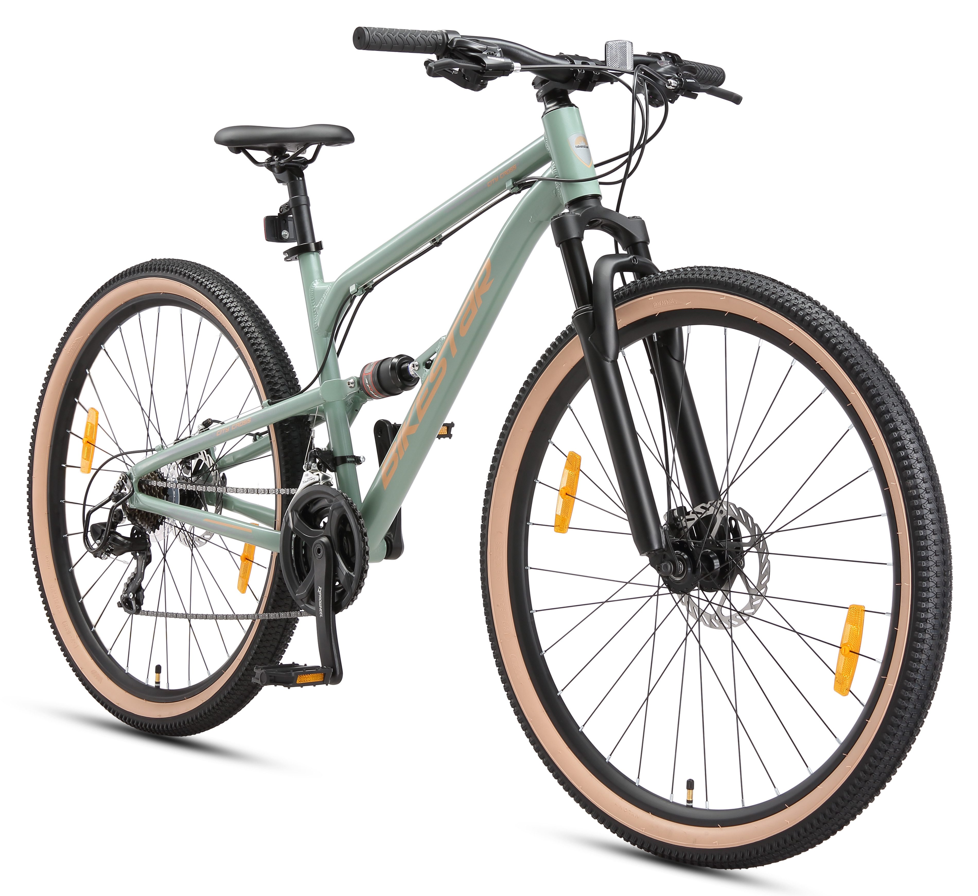 Bikestar Mountainbike 29 Zoll, ab 167 cm, Aluminium, Damen, Herren, 21 Gang Shimano Tourney RD-TY300 Schaltwerk, Kettenschaltung, Scheibenbremse, Rahmen 44.5 cm, Vollgefedert