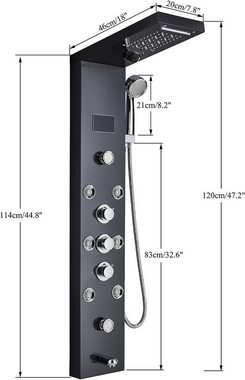 hevenaov Duschsystem Automatische LED-Einschaltung, 6 Strahlart(en), LED Duschpaneel für Badezimmer Hydromassage Multifunktionales