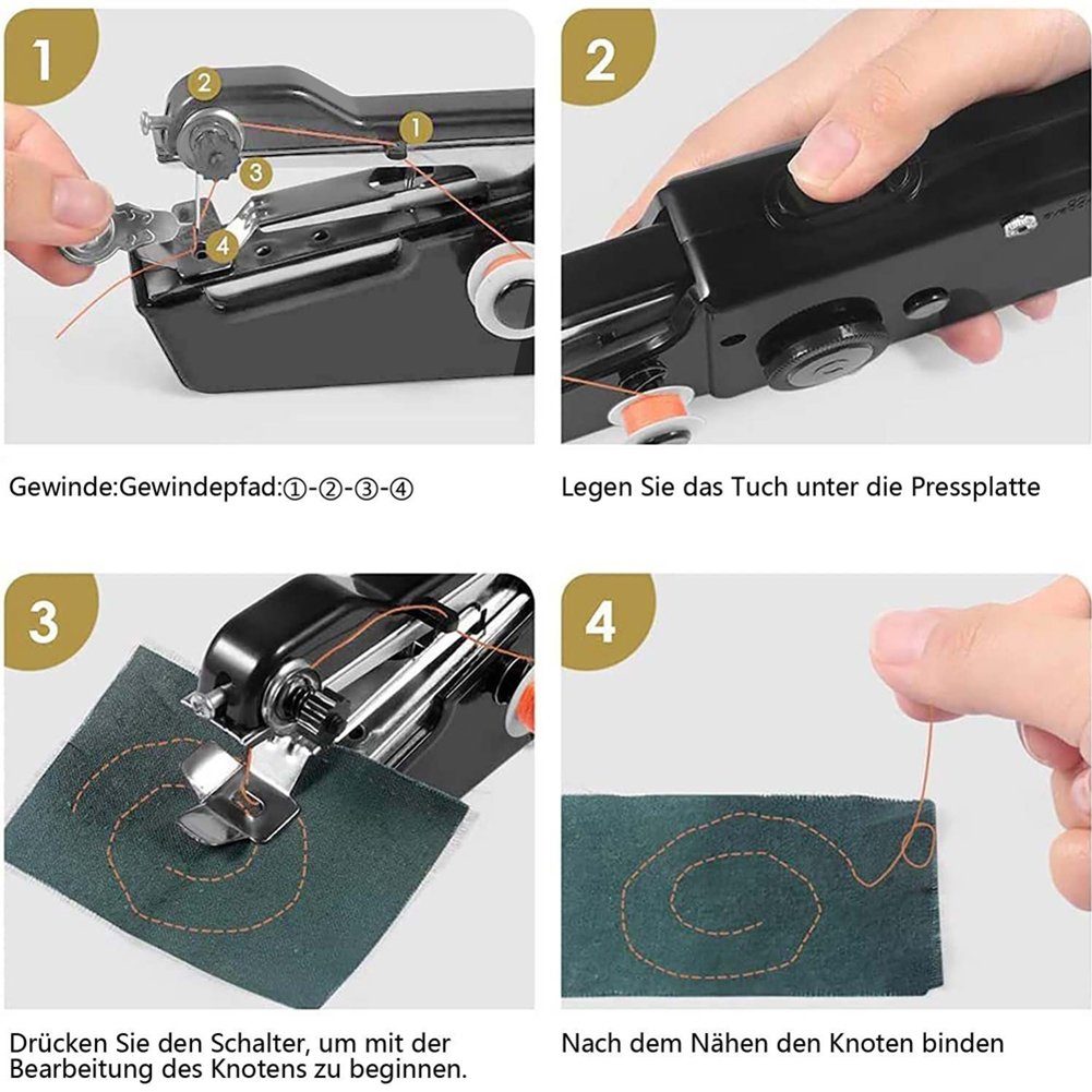 Coverstich-Nähmaschine tragbare schwarz Orbeet elektrische Mini-Nähmaschine, Handnähmaschine