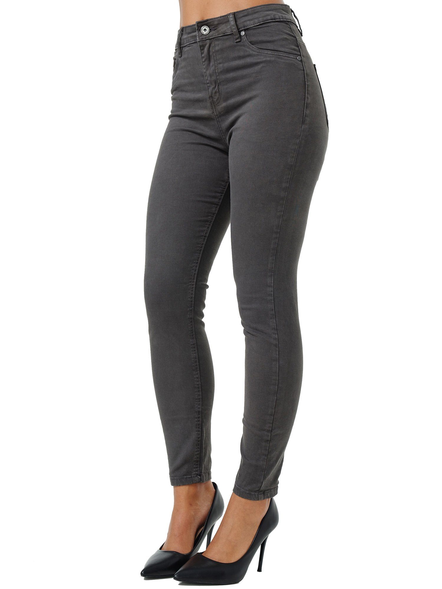 Skinny-fit-Jeans F103 Rise High Jeanshose Tazzio anthrazit Damen
