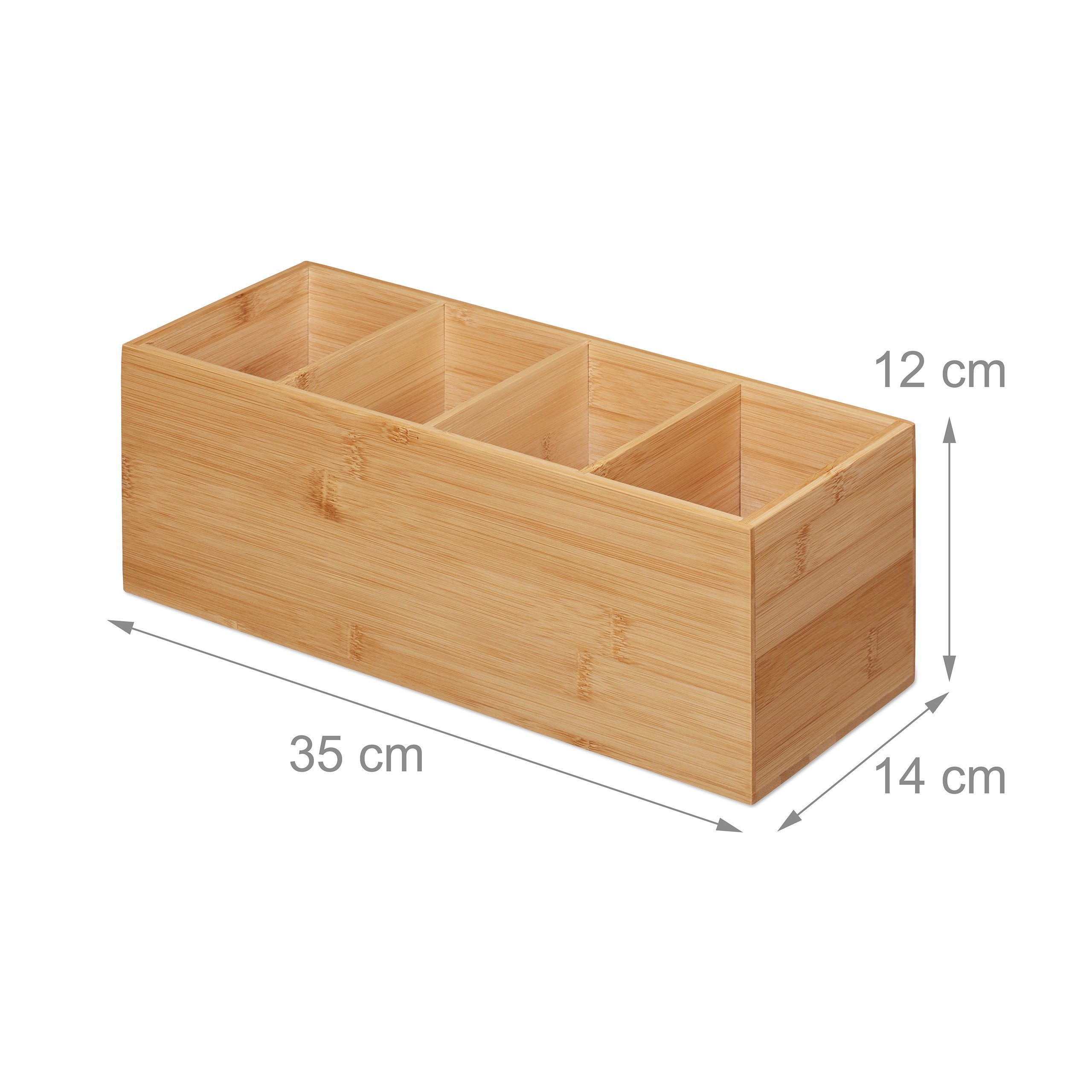 relaxdays Organizer Ordnungsbox aus Bambus 4 Fächer (1 St) – Bild 4 von 5