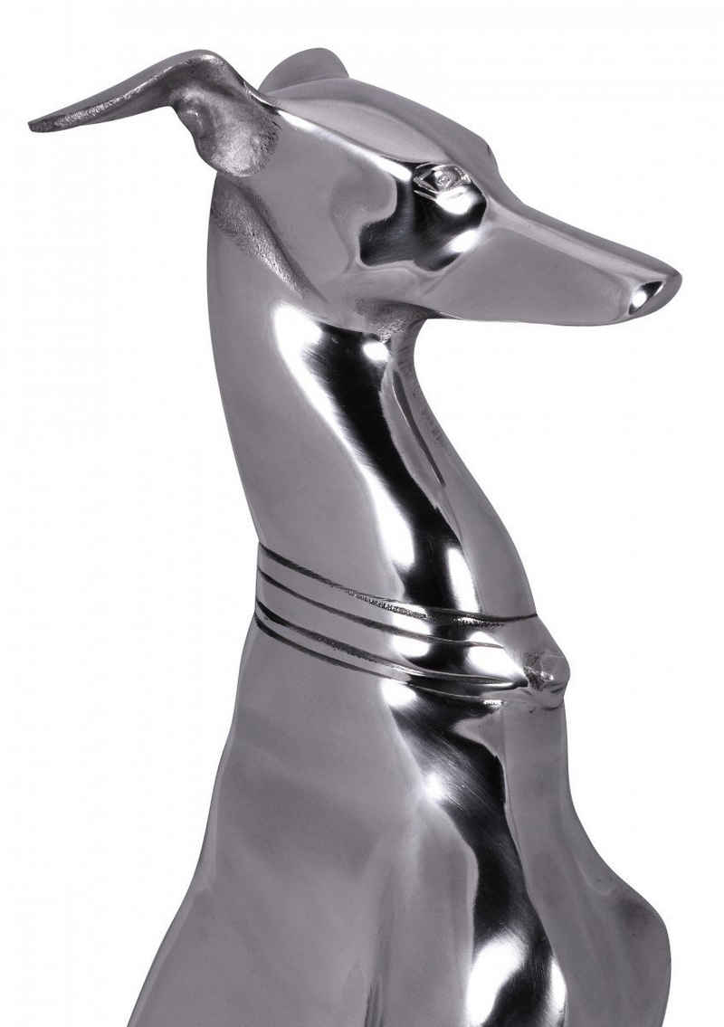 FINEBUY Tierfigur »FB37863«, Dekoration Design Dog aus Aluminium silbern Windhund Skulptur Hundestatue