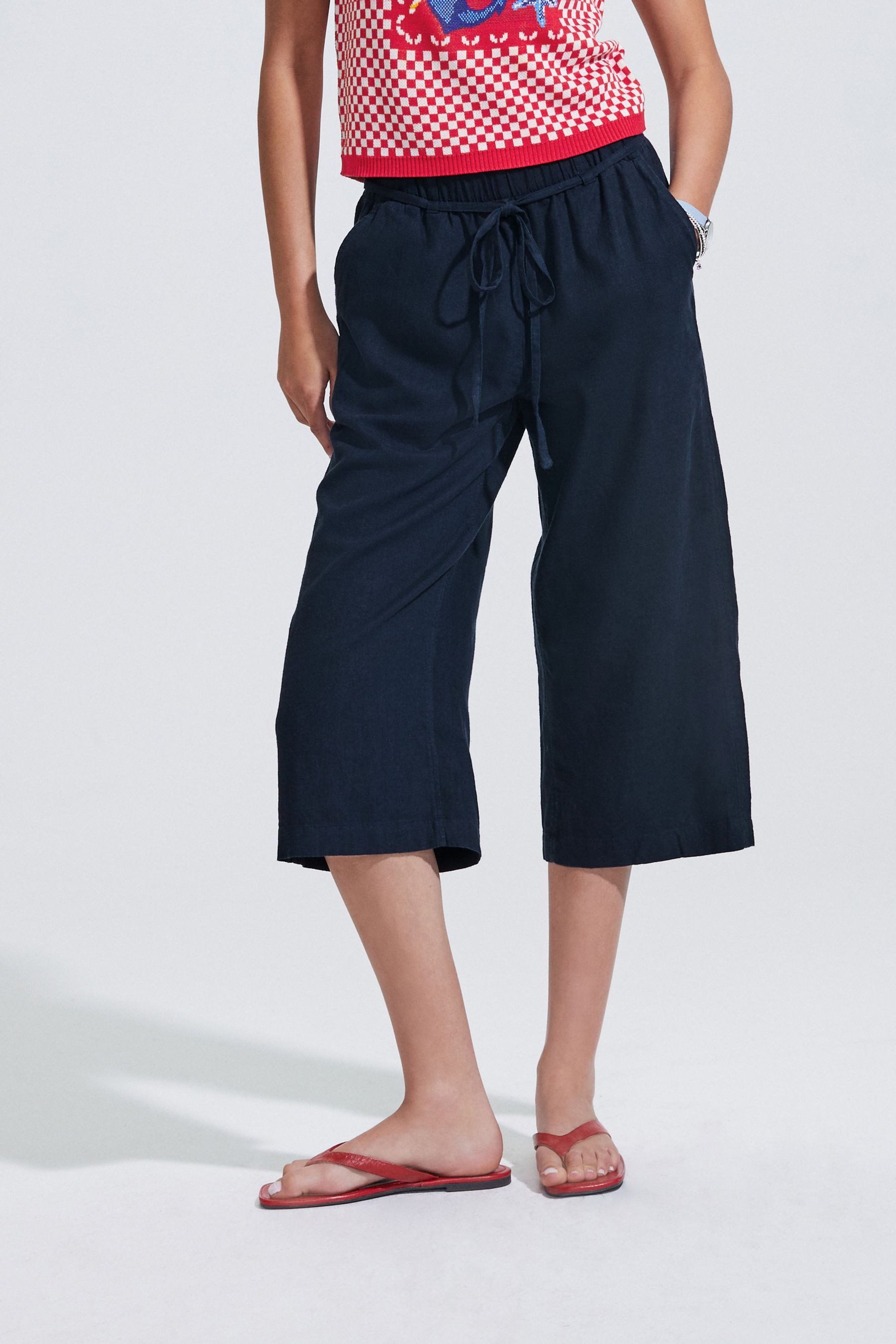 Next Culotte Culotte aus Leinengemisch mit Bindegürtel (1-tlg)