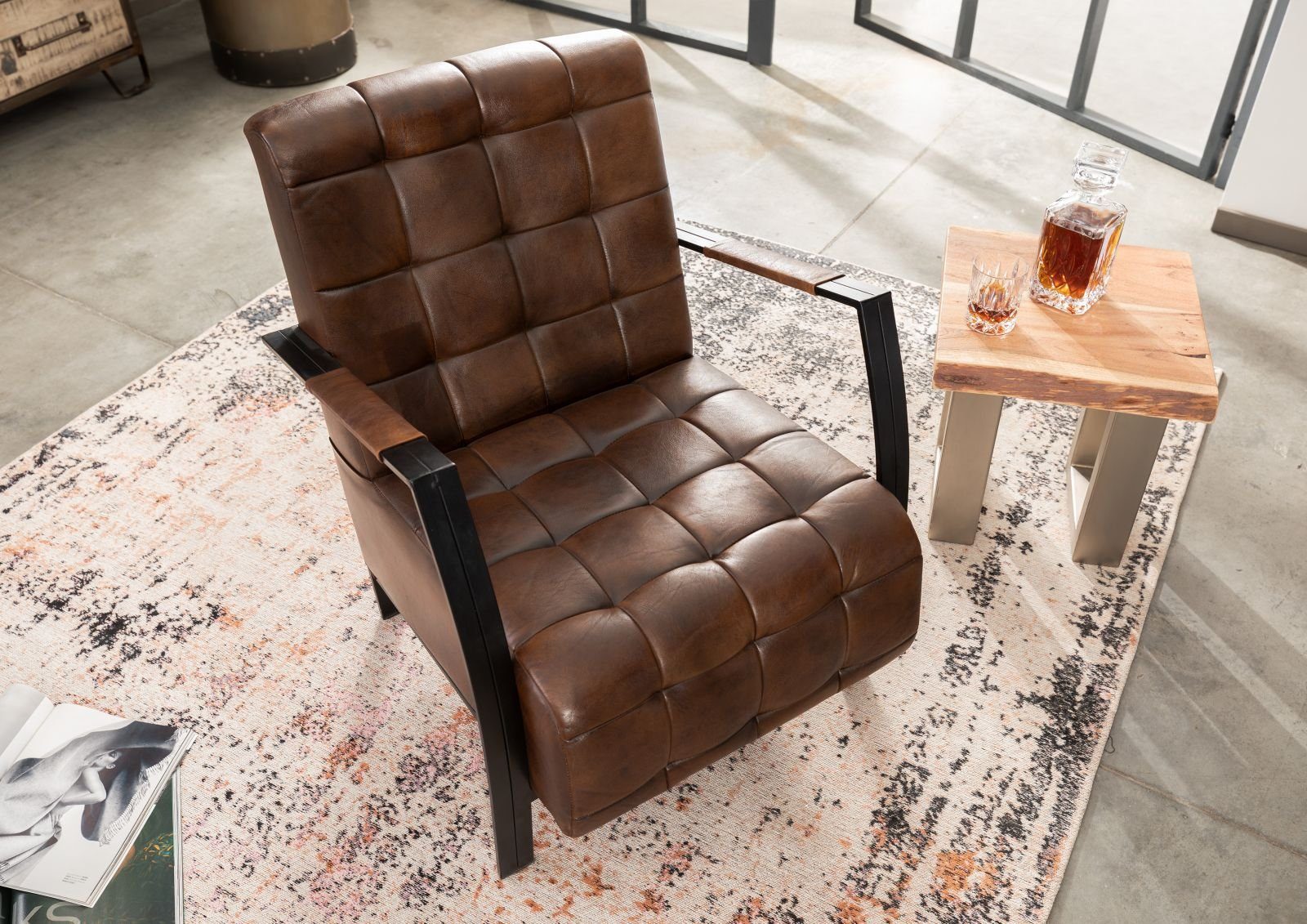 Massivmoebel24 Sessel (Sessel Echtleder 64x76x83 braun günstig online kaufen
