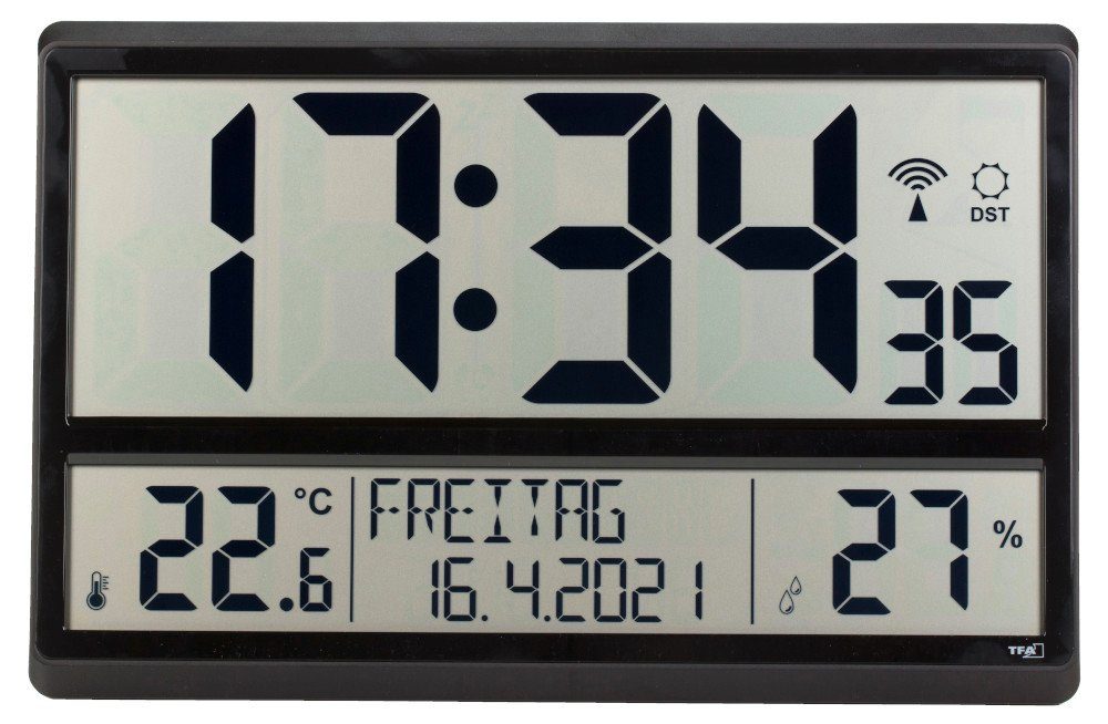 TFA Dostmann Funkwanduhr Digital XL-Wanduhr TFA 60.4520.01 mit Innentempera günstig online kaufen