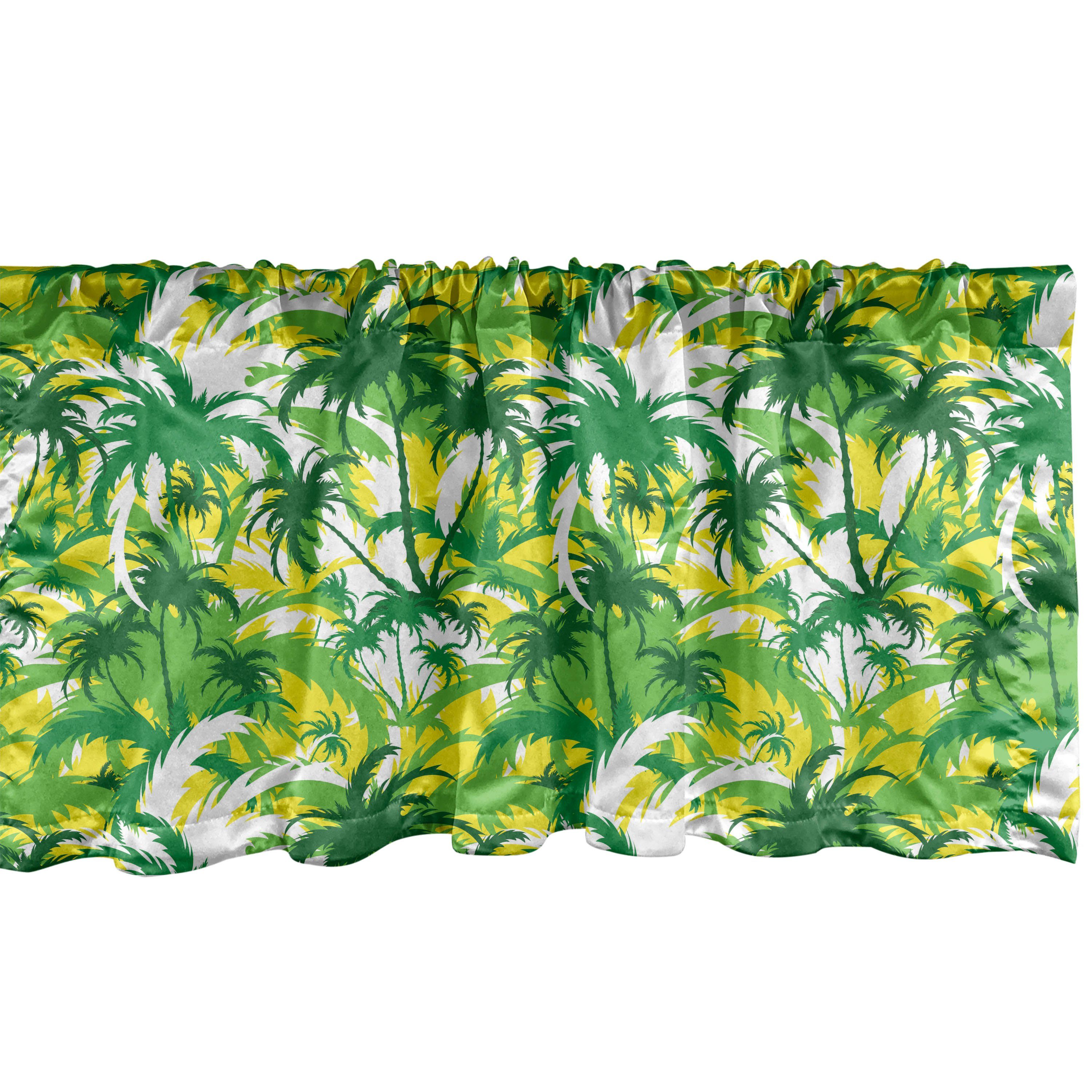 Scheibengardine Vorhang für Hawaii-Palme-Entwurf Stangentasche, Microfaser, Schlafzimmer mit Exotisch Abakuhaus, Küche Volant Dekor