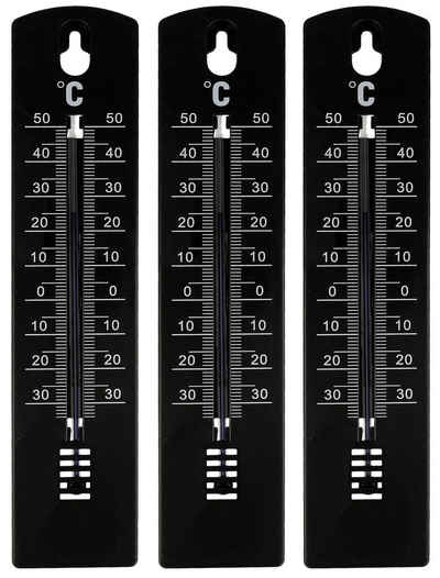 Lantelme Gartenthermometer 3 Stück Gartenthermometer weiß 20 cm, 3-tlg., 8512, von -34°C bis +50°C Innen- Außenthermometer