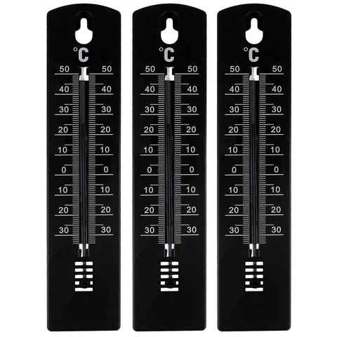 Lantelme Gartenthermometer 3 Stück Gartenthermometer weiß 20 cm, 3-tlg., 8512, von -34°C bis +50°C Innen- Außenthermometer