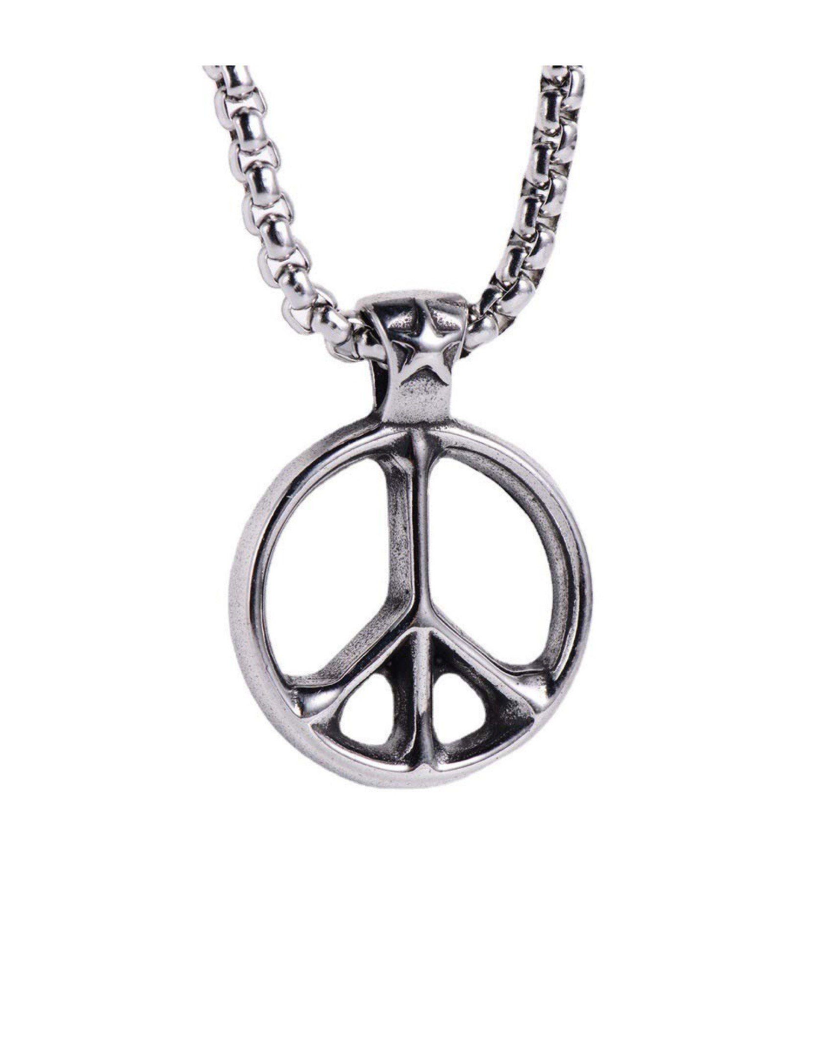 Paletti Kettenanhänger Edelstahl Peace Kettenanhänger, Peace- Symbol