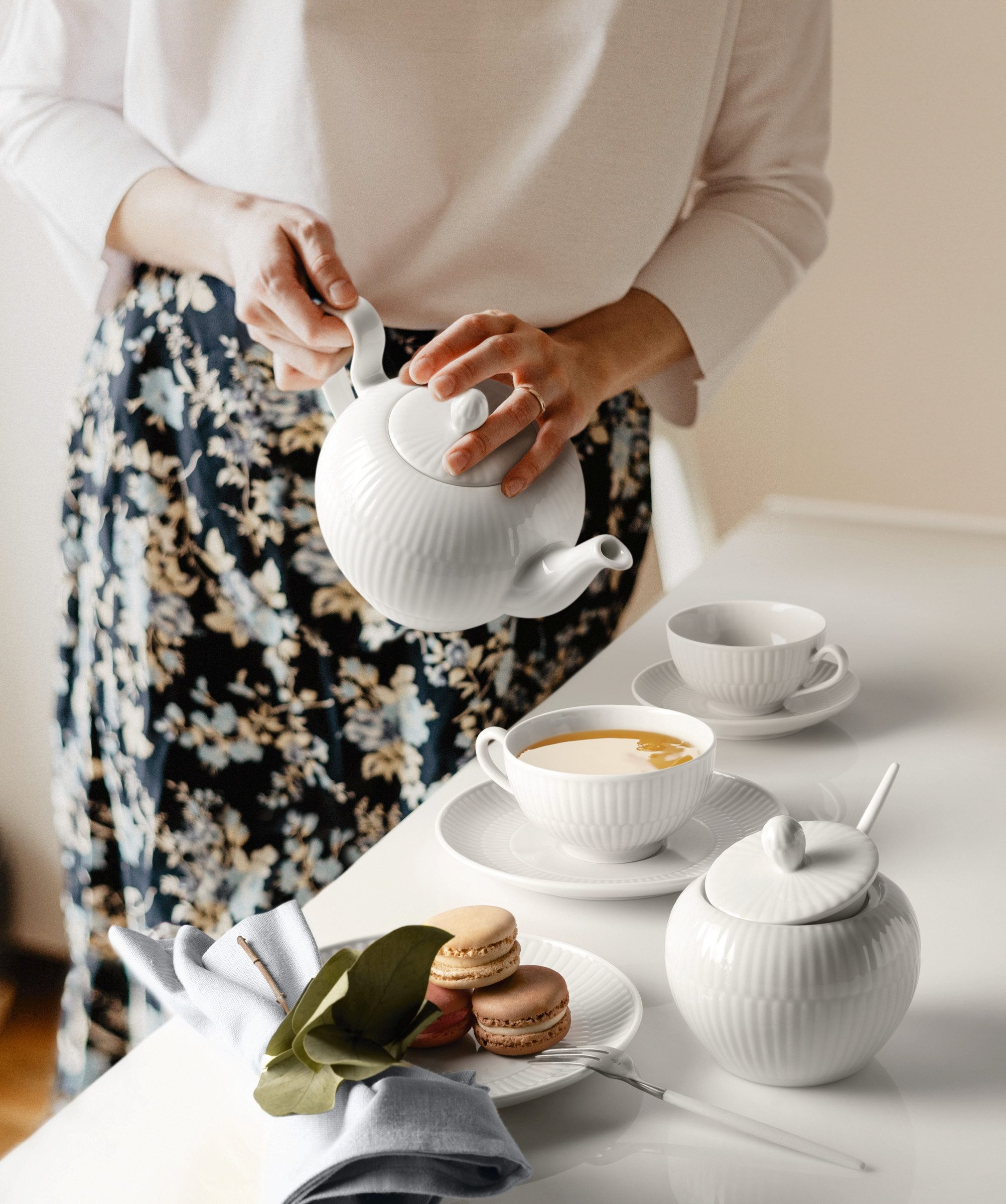 Seltmann Weiden Teeservice Geschirr-Set, 18 Teile, Amina, klein (18-tlg), 6 Personen, Porzellan, Tassen, Untertassen, Teller, Made in Germany, 18 Teile, für 6 Personen