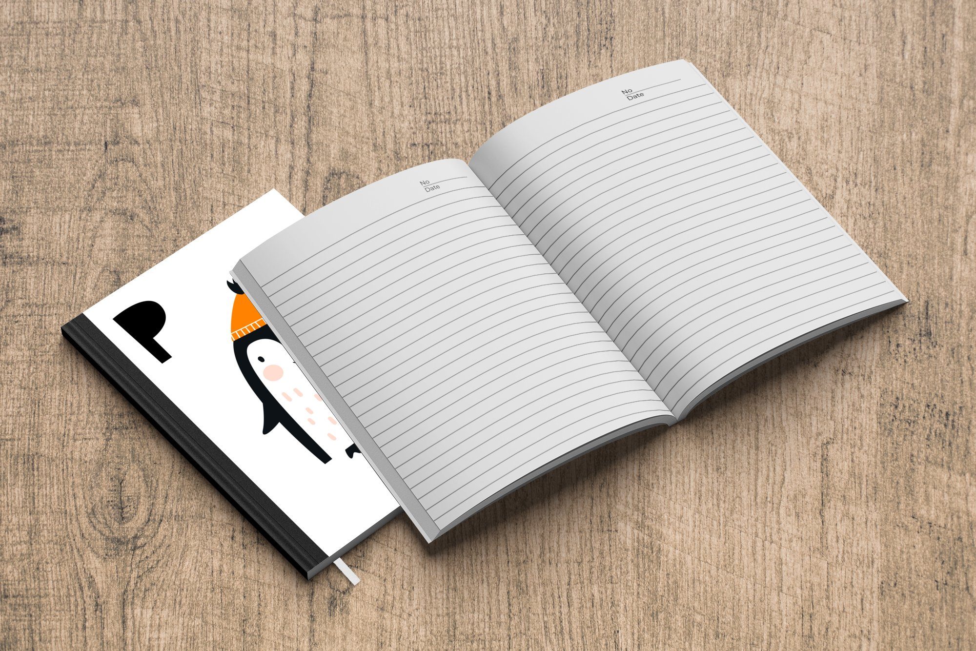 Haushaltsbuch Alphabets Buchstaben mit, Notizheft, MuchoWow A5, des der 98 Merkzettel, "Pinguin" Journal, Seiten, Kinderillustration Tagebuch, Notizbuch