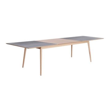 Hammel Furniture Esstisch Meza Designtisch mit Auszugsfunktion und 2 Einlegeplatten, rechteckige Tischplatte aus Keramik, Massivholzgestell