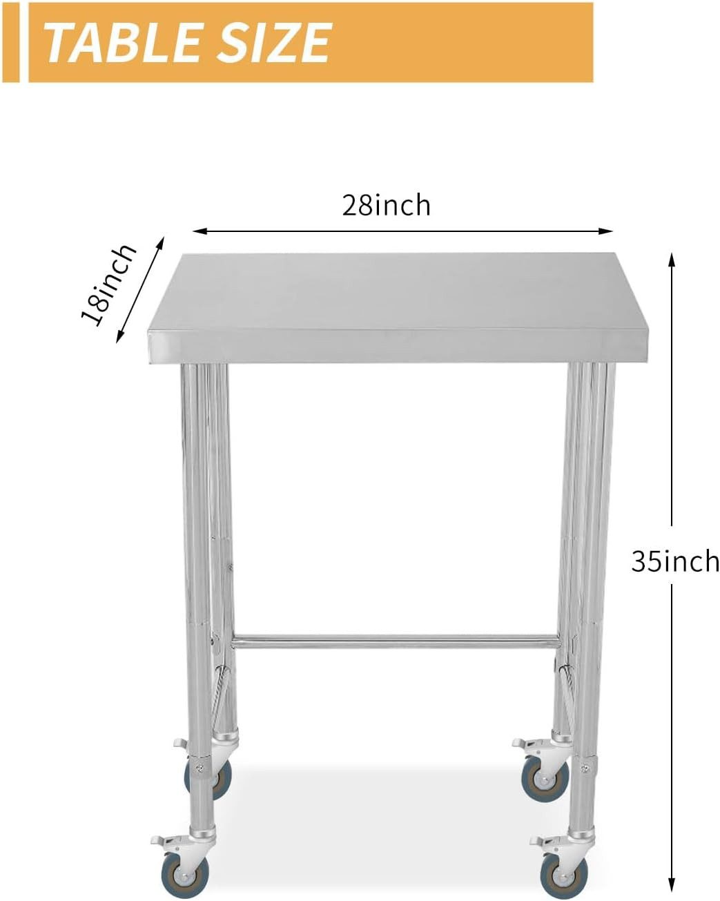 GarveeMore Arbeitstisch (180 KG Hochleistungs-Utility, Offener Basis und Feststellbaren Rädern), NSF Kommerzieller Vorbereitungstisch