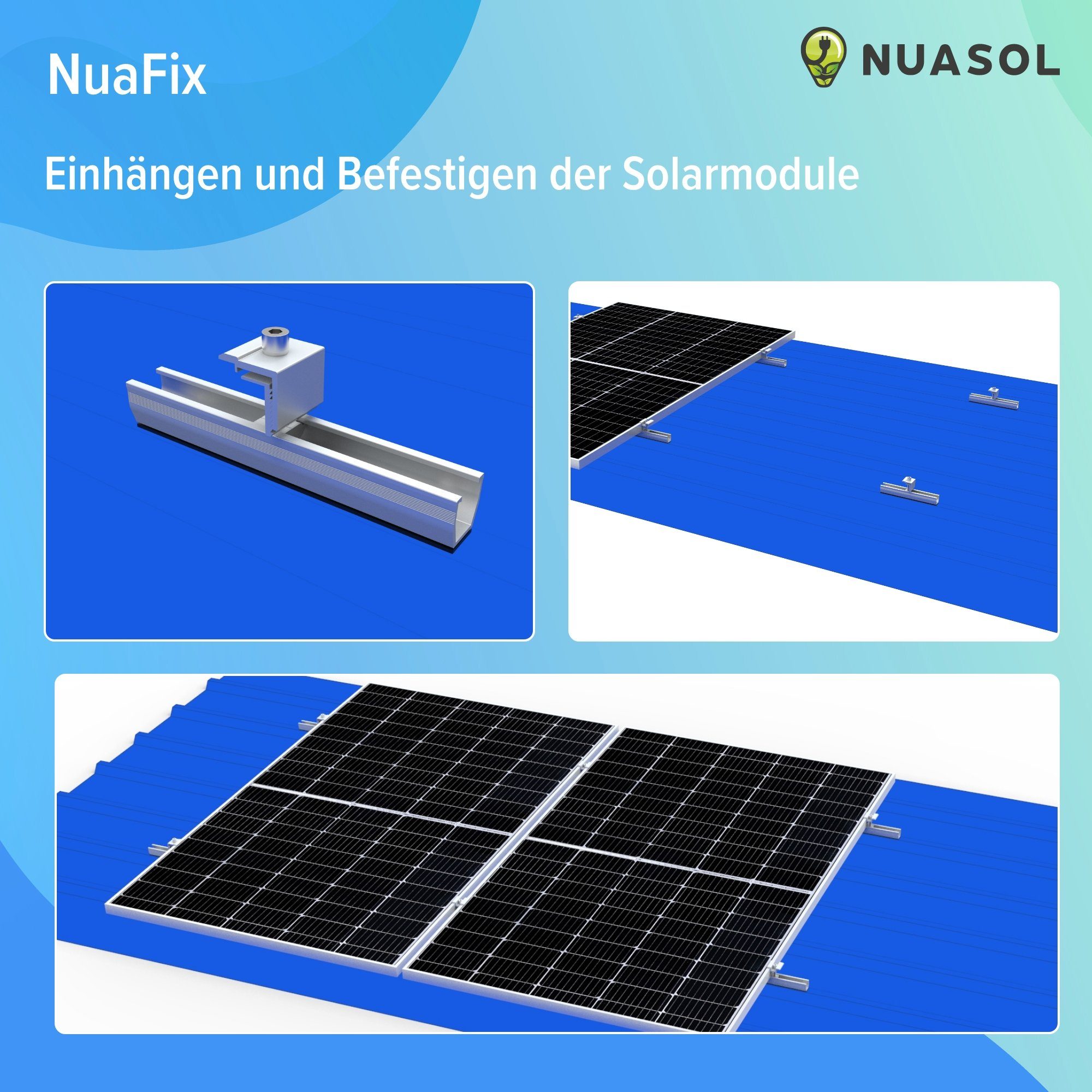 NuaSol Solarmodul-Halterung Trapezblechdach-Montageset Kurzprofil 20 cm – Bild 5 von 5