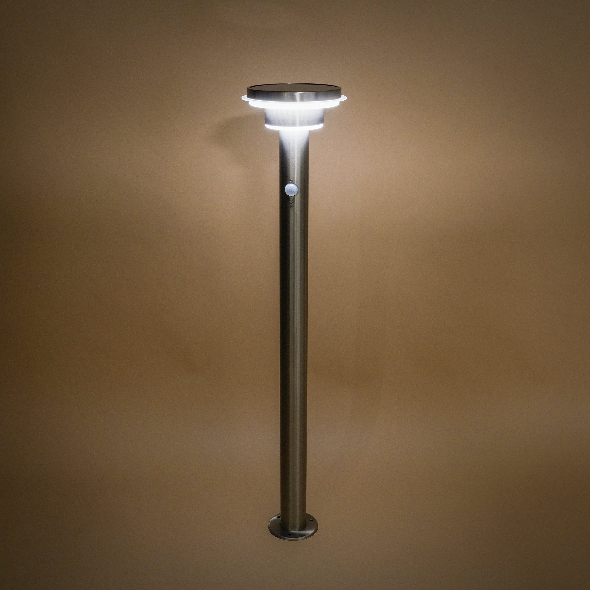 esotec LED Gartenleuchte Solar PIR Standleuchte Tini, H=85cm, 40 LEDs, Edelstahl, außen 102897, Bewegungssensor, 3 unterschiedliche Betriebsmodi, automatisches Einschalten bei Dämmerung, LED fest integriert, tageslichtweiß