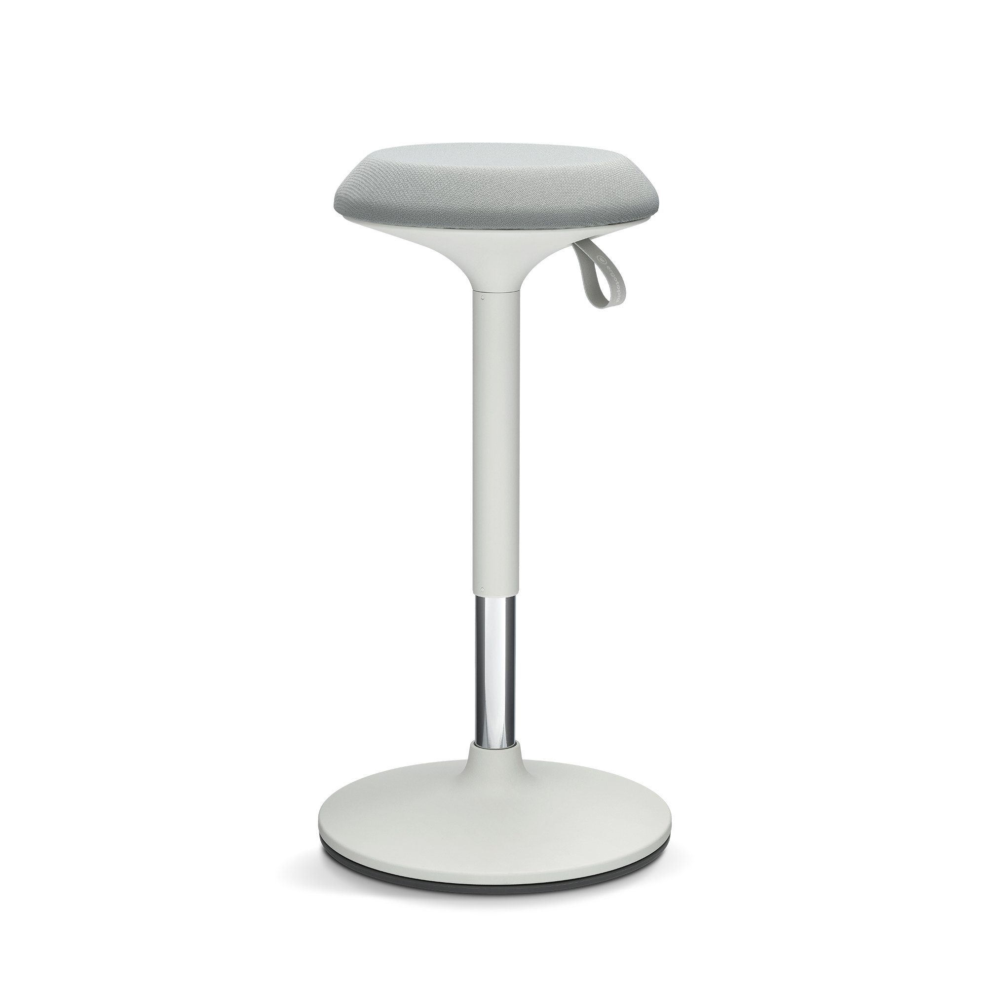 Ergotopia Drehhocker Dykó - höhenverstellbarer Bürohocker, 360° schwenkbar Gestell: Weiß - Polster: Grau