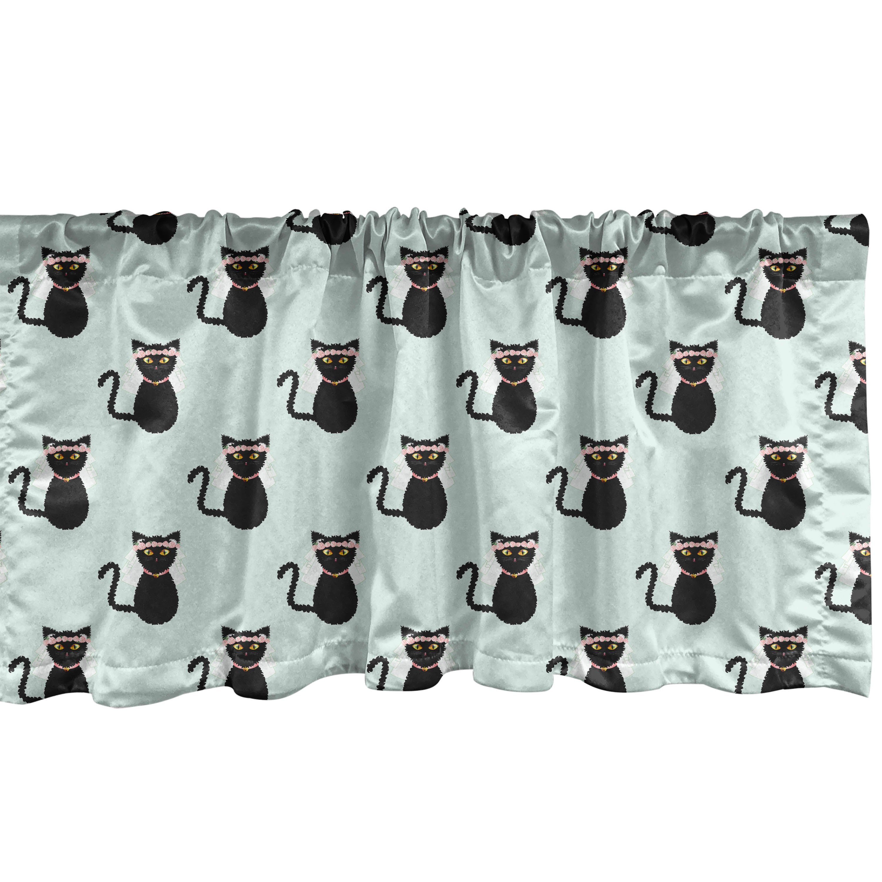Scheibengardine Vorhang Volant für Küche Schlafzimmer Dekor mit Stangentasche, Abakuhaus, Microfaser, Katze Lustige Braut Kitten Wiederholung