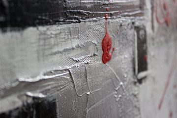 YS-Art Gemälde Courage, Abstrakt, Abstraktes auf Leinwand Bild Handgemalt Schwarz Weiß Rot