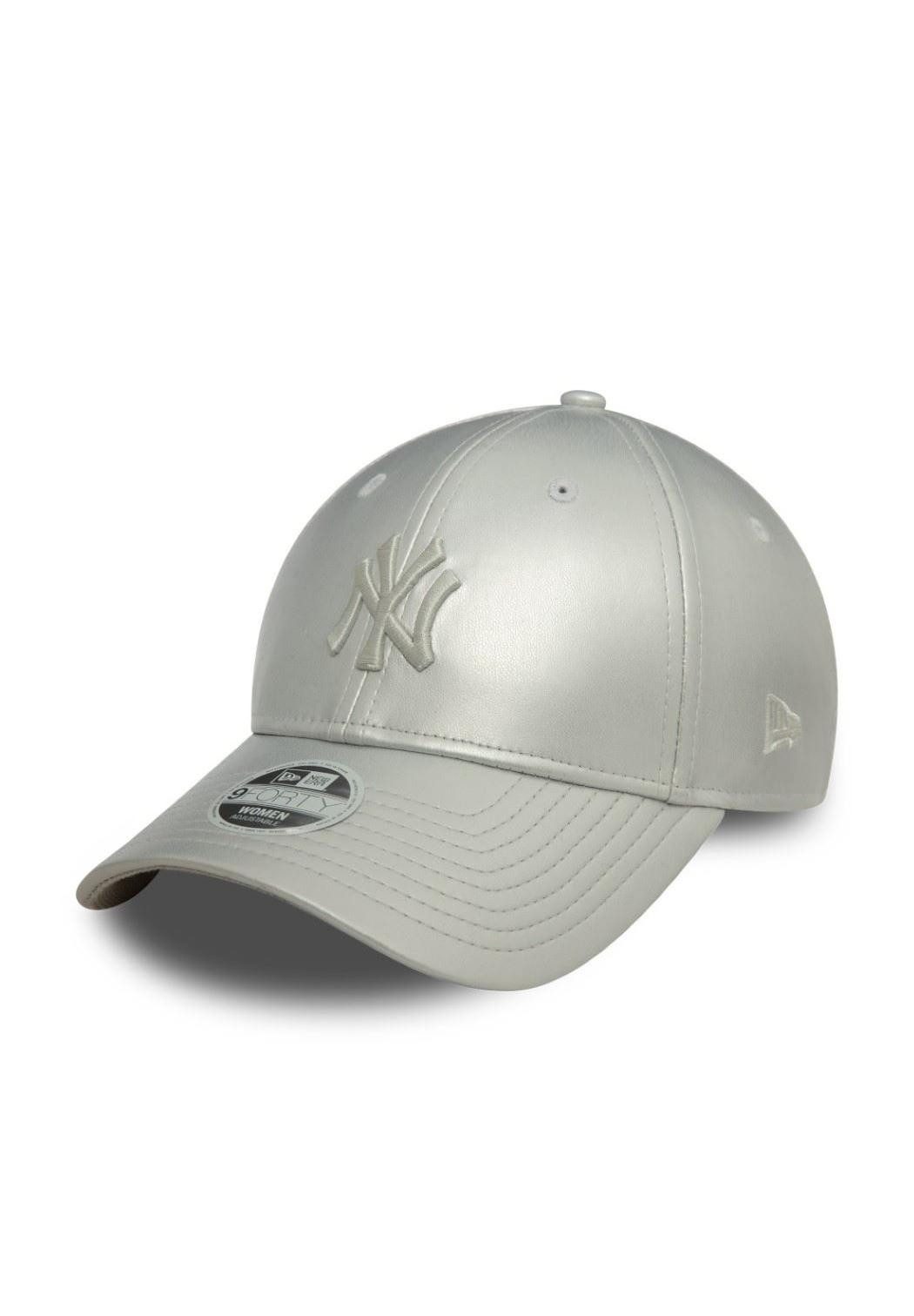 New Era Baseball Cap New York Yankees MLB Womens Midi PU Silber 9Forty Verstellbare Damen C (1-St)