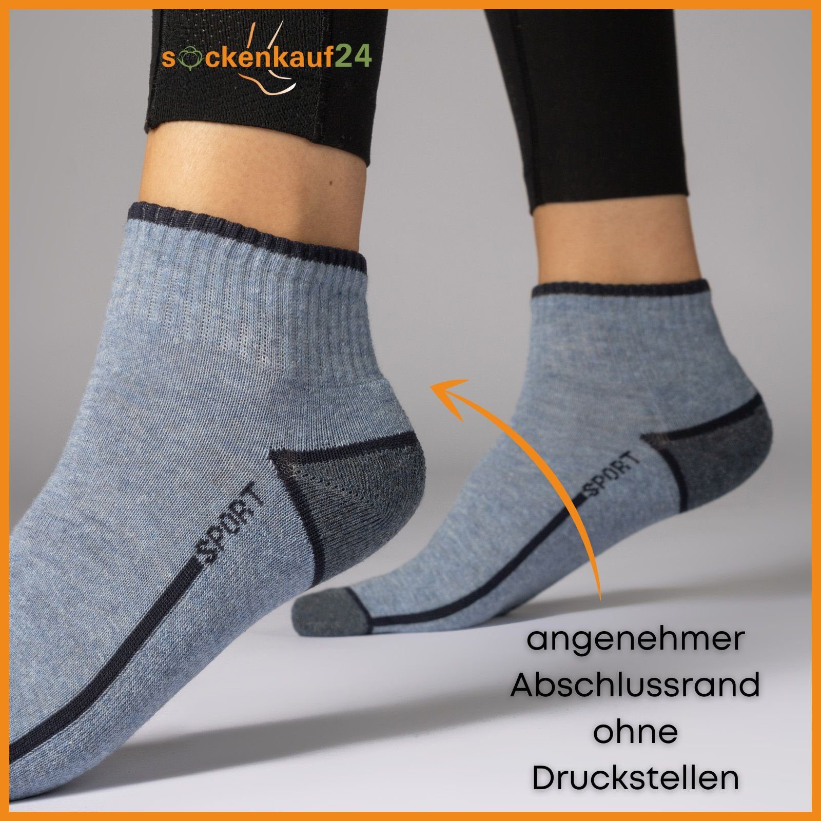 sockenkauf24 Sneakersocken 6 oder 12 Paar SPORT Socken Damen & Herren Sportsocken (12-Paar, 43-46) mit Frotteesohle Baumwolle - 16215/18 – Bild 5 von 5