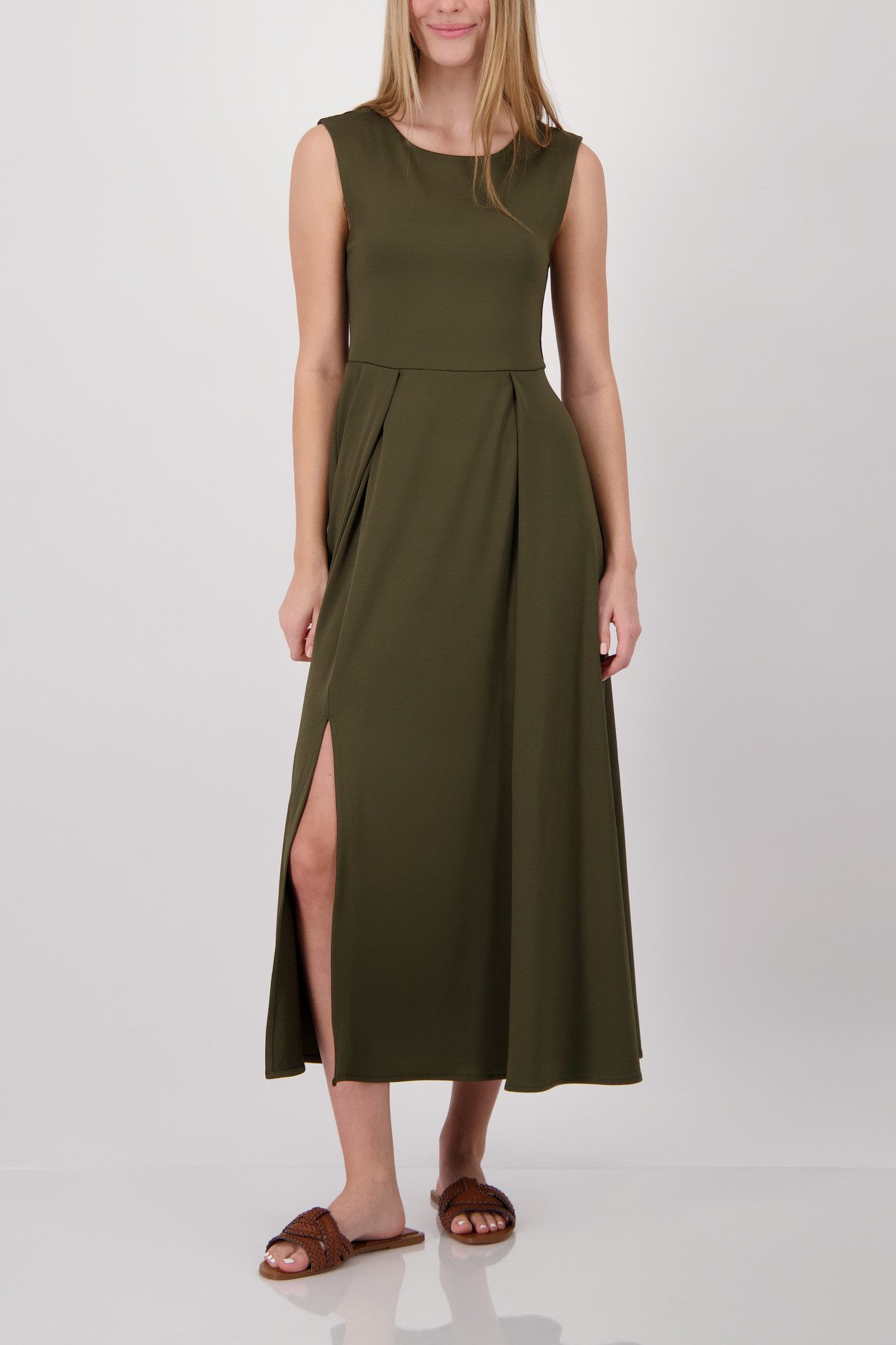 Monari Maxikleid Kleid uni Regular fit mit Schlitzen