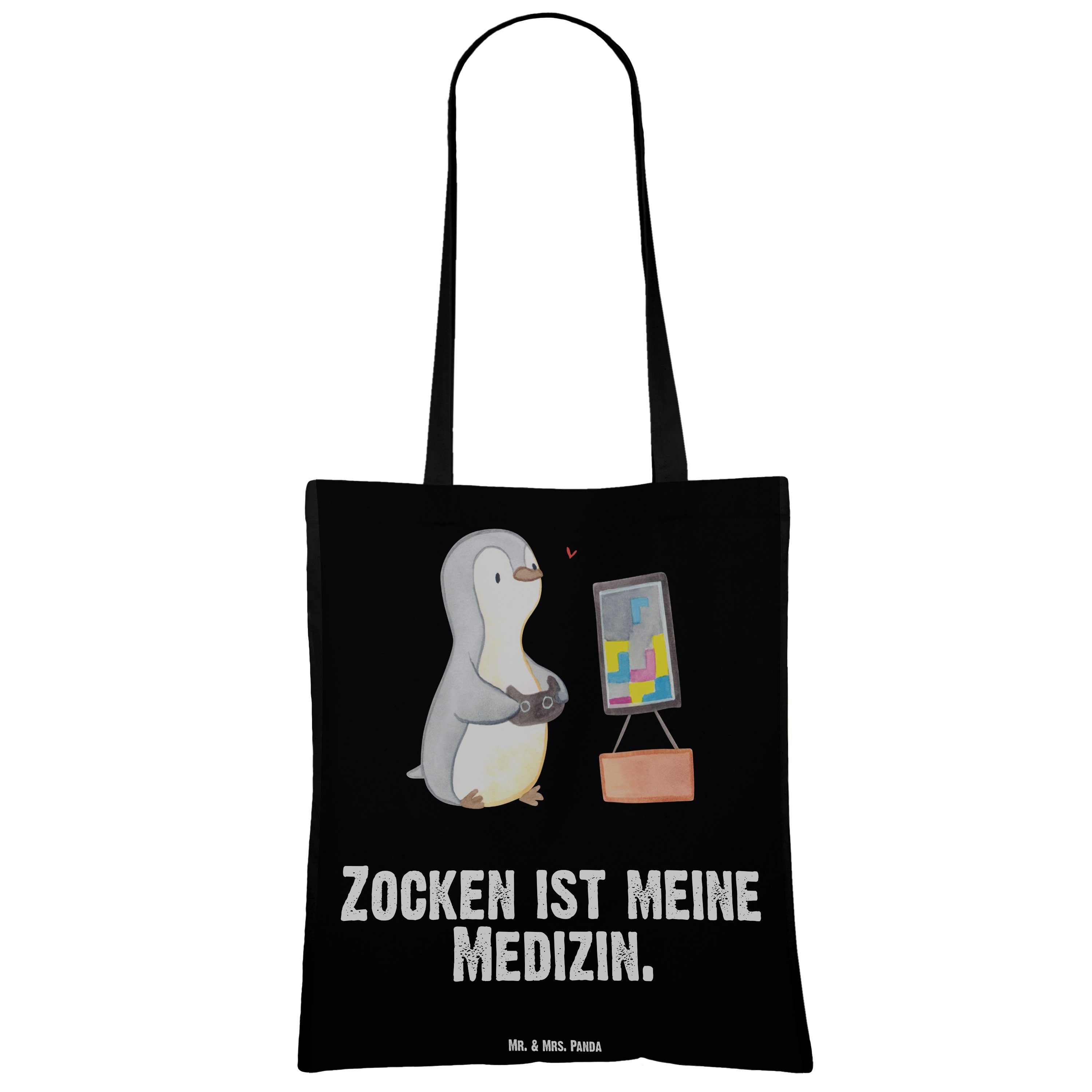 Mrs. Schwarz Panda Medizin Zocken & Gaming, - Gewi Geschenk, Mr. - Videogames, Tragetasche (1-tlg) Pinguin