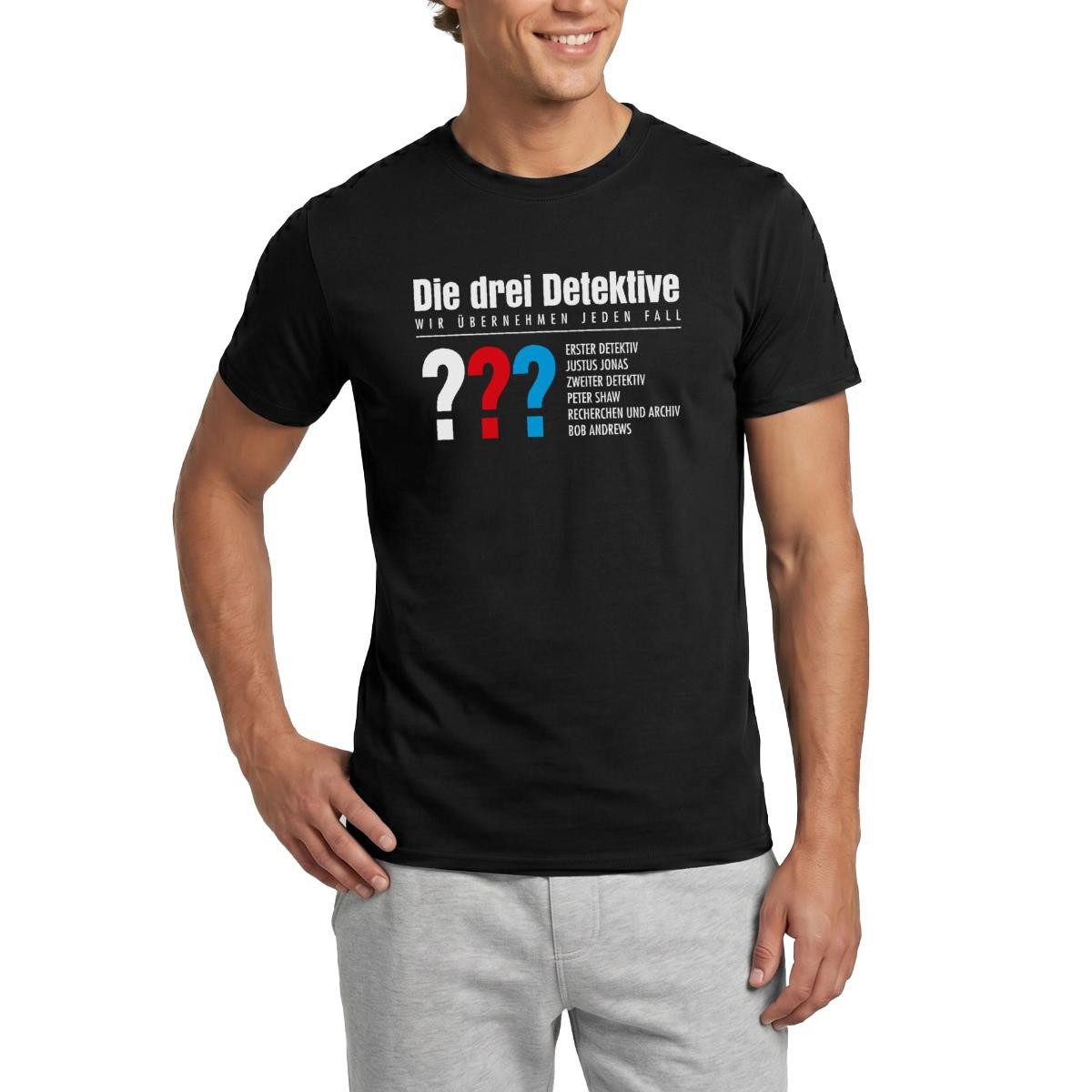 T-Shirt Die Drei Fragezeichen Detektive Visitenkarte Männer T-Shirt