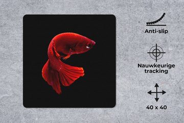 MuchoWow Gaming Mauspad Fisch - Meerestier - Schwanz - Rot (1-St), Mousepad mit Rutschfester Unterseite, Gaming, 40x40 cm, XXL, Großes