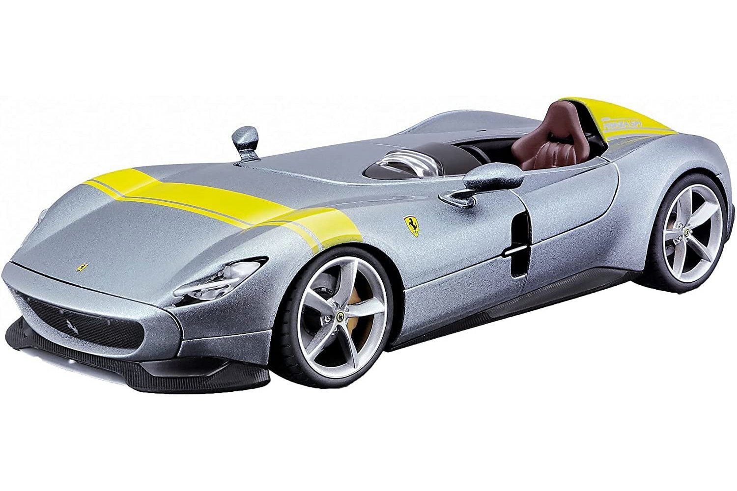 Bburago Modellauto Ferrari Monza SP1 (silber), Maßstab 1:24, Originalgetreue Innenausstrattung