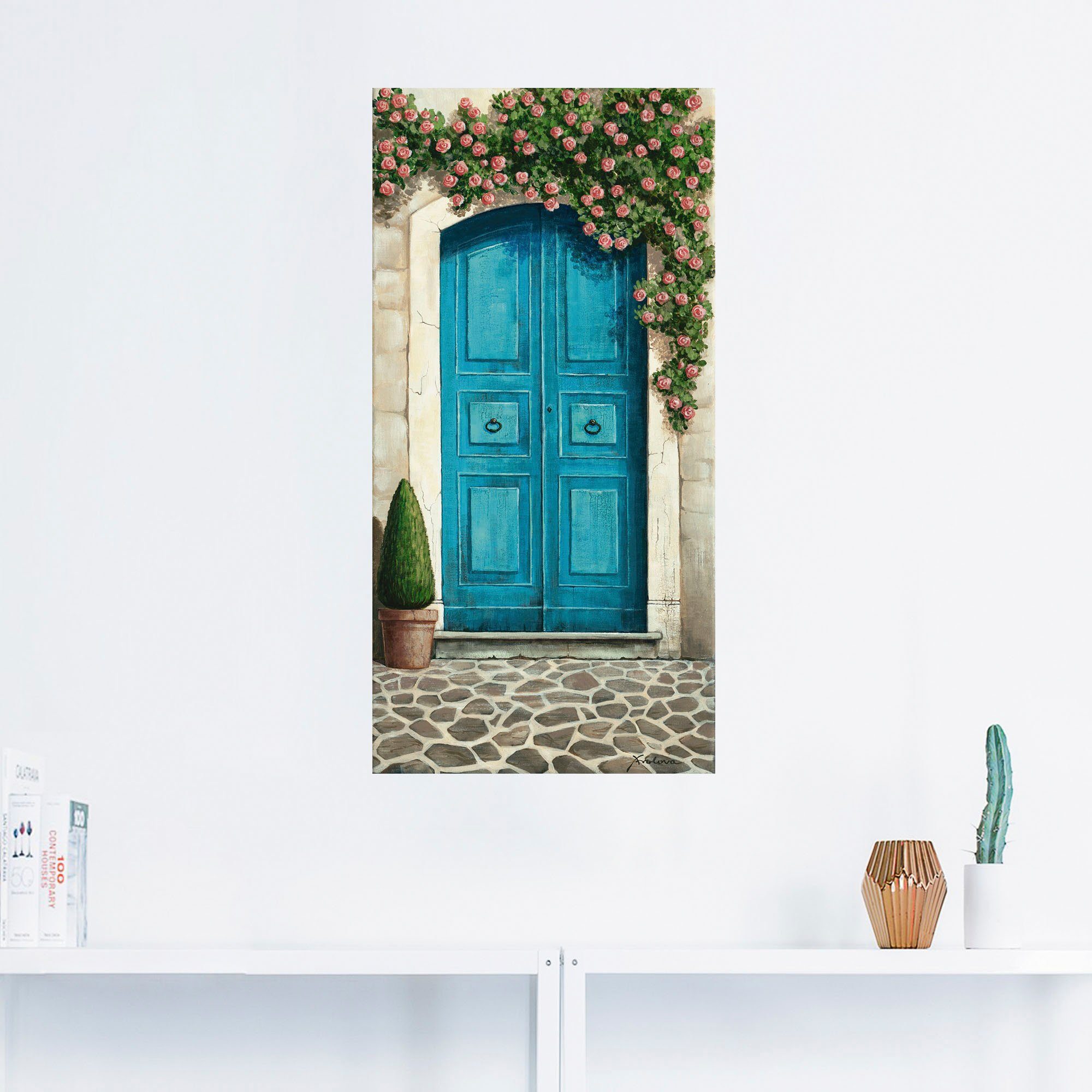 Artland Wandbild Blaue Tür mit Kletterrosen, Fenster & Türen (1 St), als  Alubild, Leinwandbild, Wandaufkleber oder Poster in versch. Größen | Poster