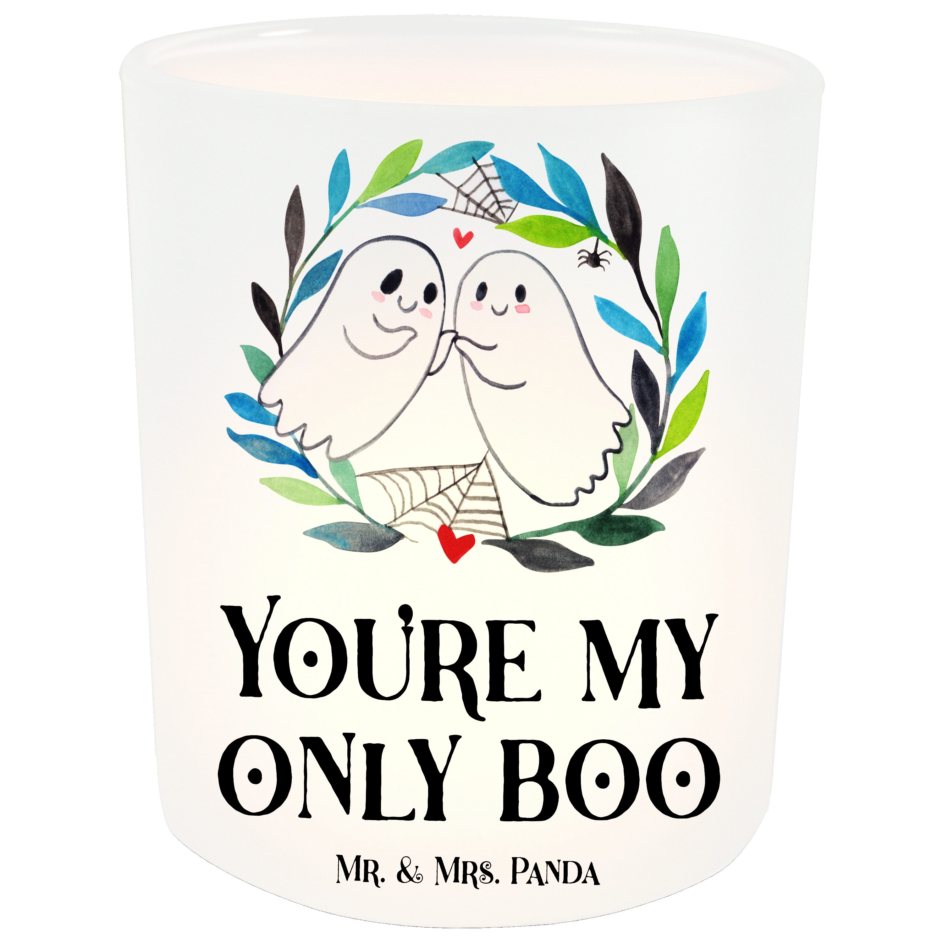 Mr. & Mrs. Panda Windlicht Gespenster Liebe - Transparent - Geschenk, Kerzenglas, Kerzenlicht, (1 St)