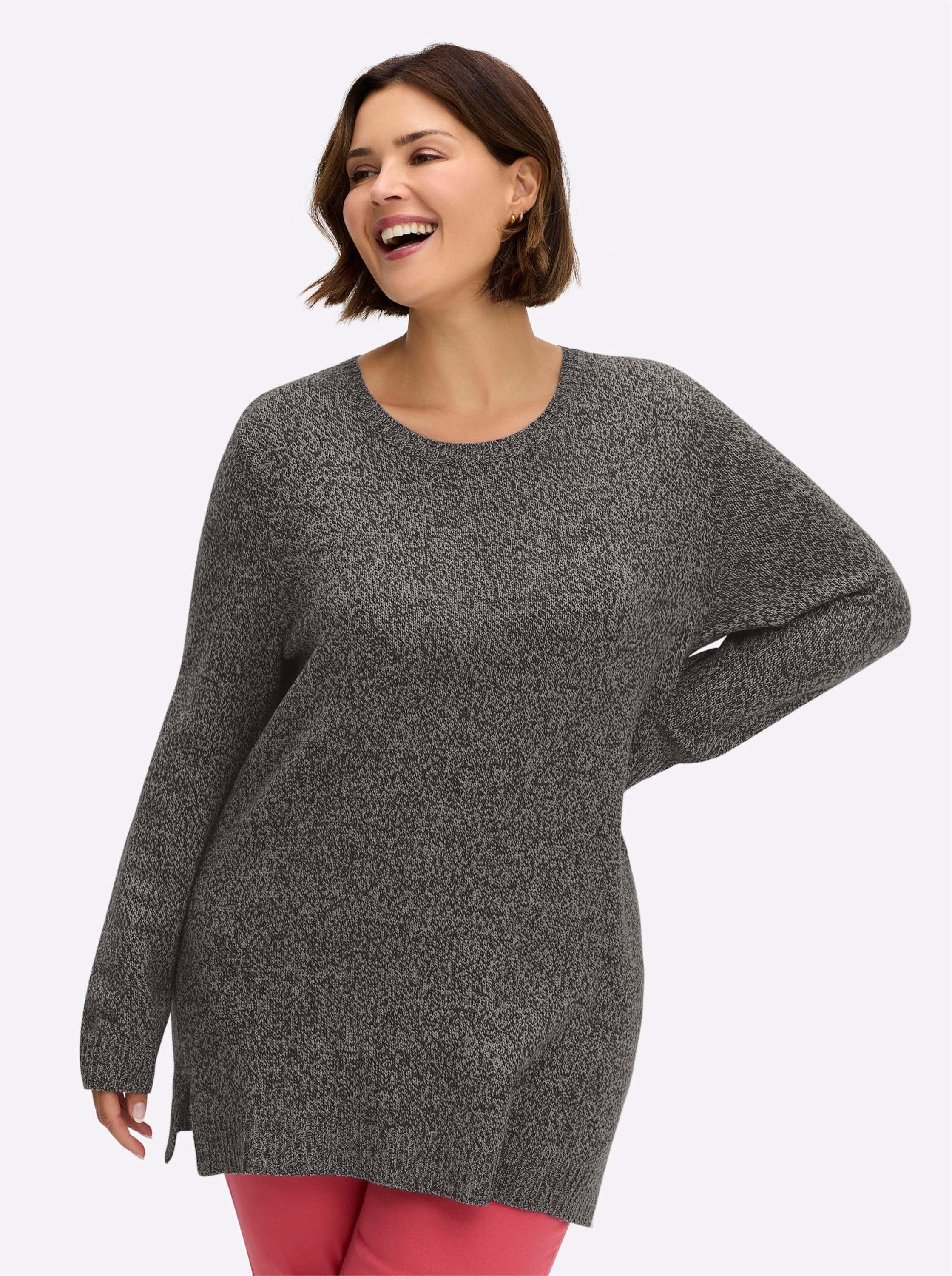 Sieh an! Strickpullover Long-Pullover Langarm Jersey günstig online kaufen